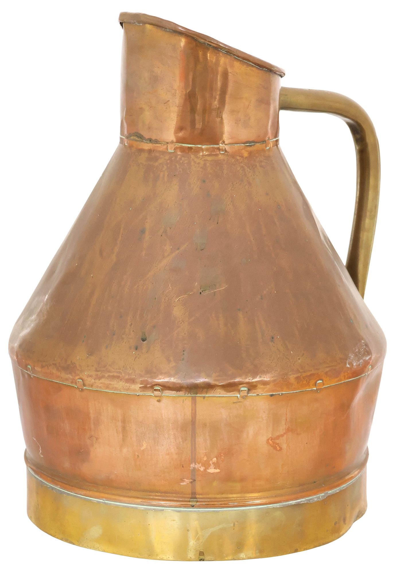 LARGE ENGLISH BRASS & COPPER MEASURE/ HARVEST JUG, 14.75"H (1 of 4)