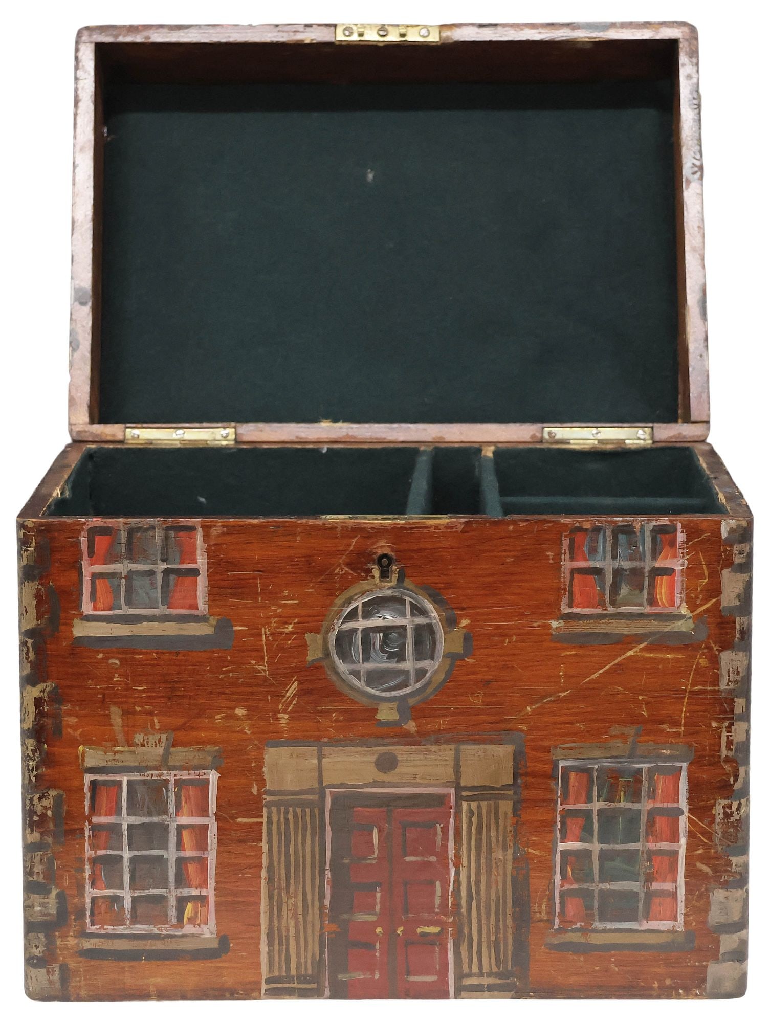 ENGLISH PAINT-DECORATED HOUSE FACADE STORAGE BOX - 3