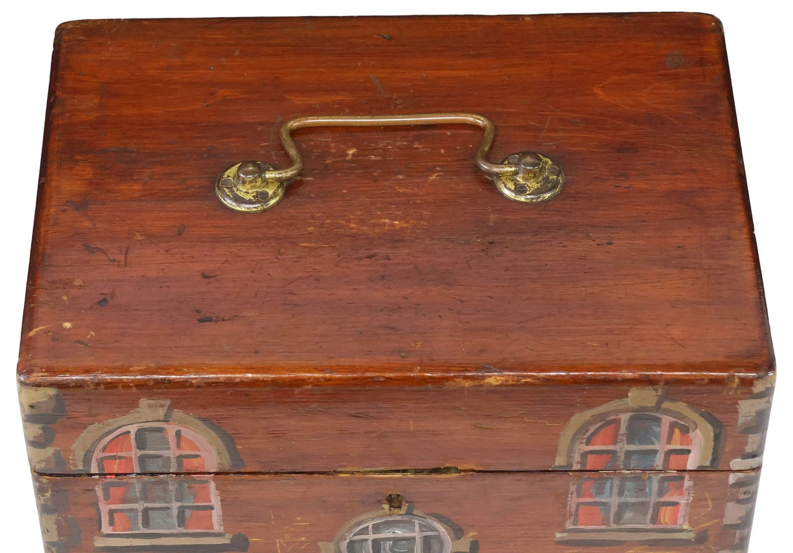 ENGLISH PAINT-DECORATED HOUSE FACADE STORAGE BOX - 4