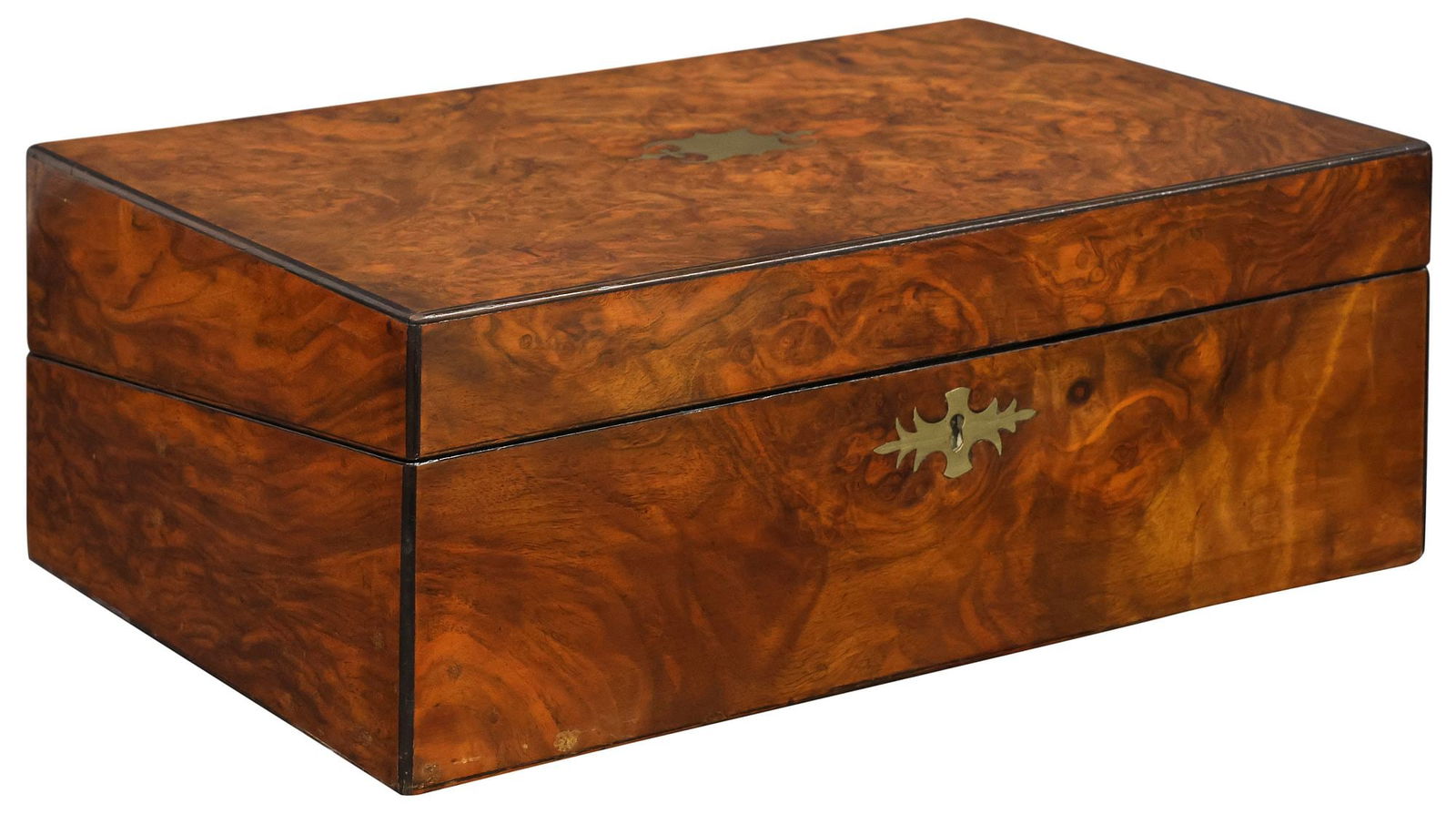 ENGLISH BURLED WALNUT TRAVEL DESK / WRITING SLOPE (1 of 8)