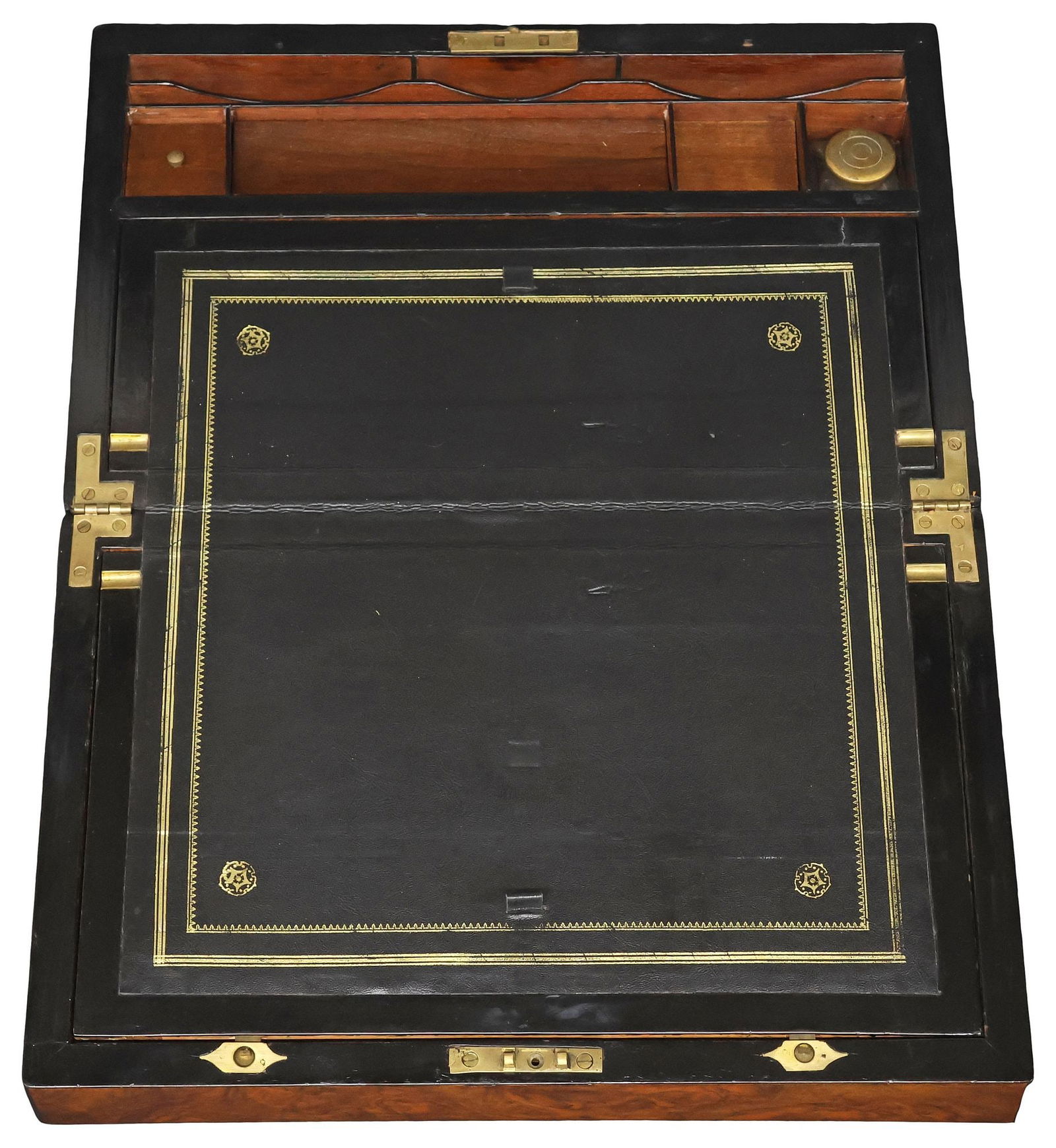 ENGLISH BURLED WALNUT TRAVEL DESK / WRITING SLOPE - 4