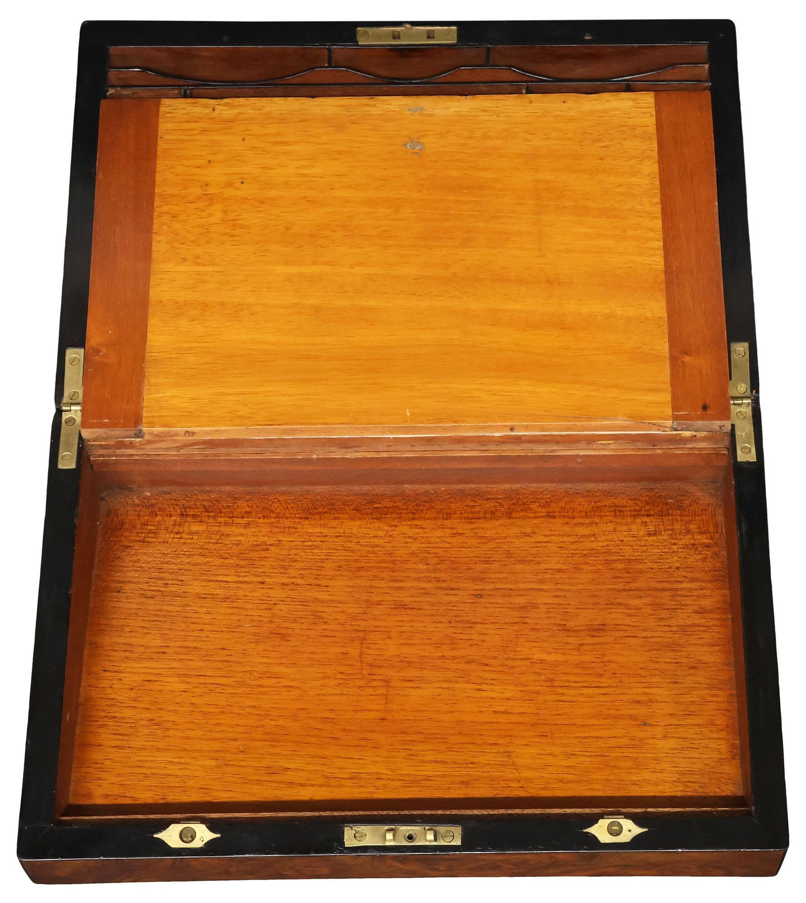 ENGLISH BURLED WALNUT TRAVEL DESK / WRITING SLOPE - 5