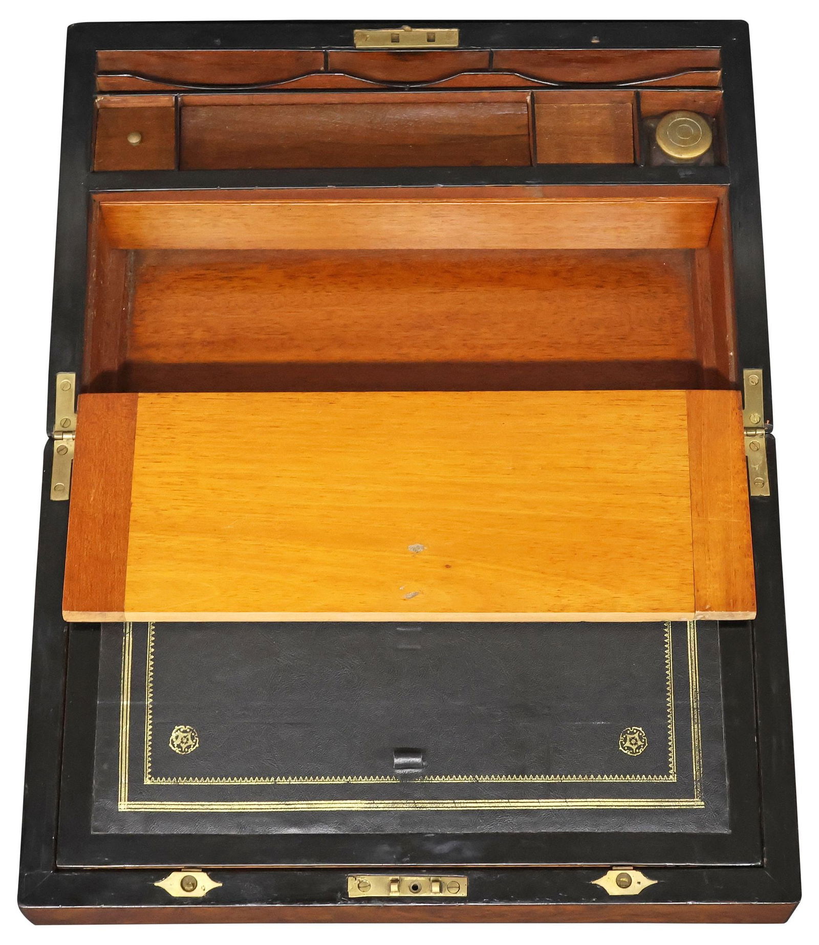 ENGLISH BURLED WALNUT TRAVEL DESK / WRITING SLOPE - 6