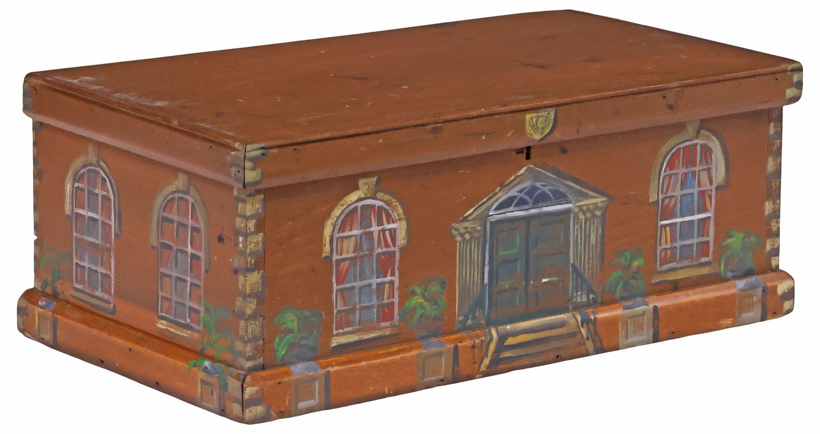 ENGLISH PAINT-DECORATED HOUSE FACADE WORK BOX (1 of 5)