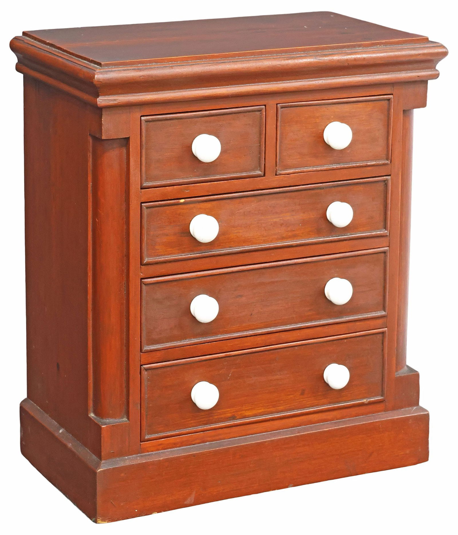 MINIATURE ENGLISH MAHOGANY CHEST OF DRAWERS (1 of 5)
