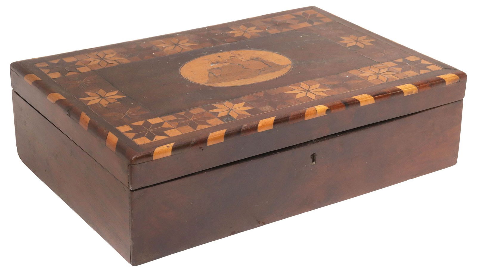 IRISH KILLARNEY-STYLE MOSAIC & MARQUETRY-INLAID WOOD TABLE BOX (1 of 6)