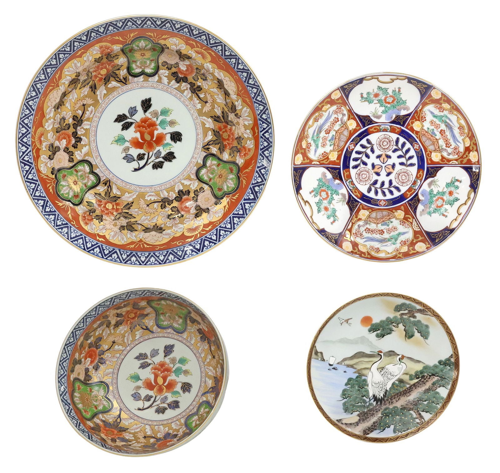 (4) JAPANESE IMARI PALETTE PORCELAIN CHARGER, PLATES & BOWL (1 of 5)