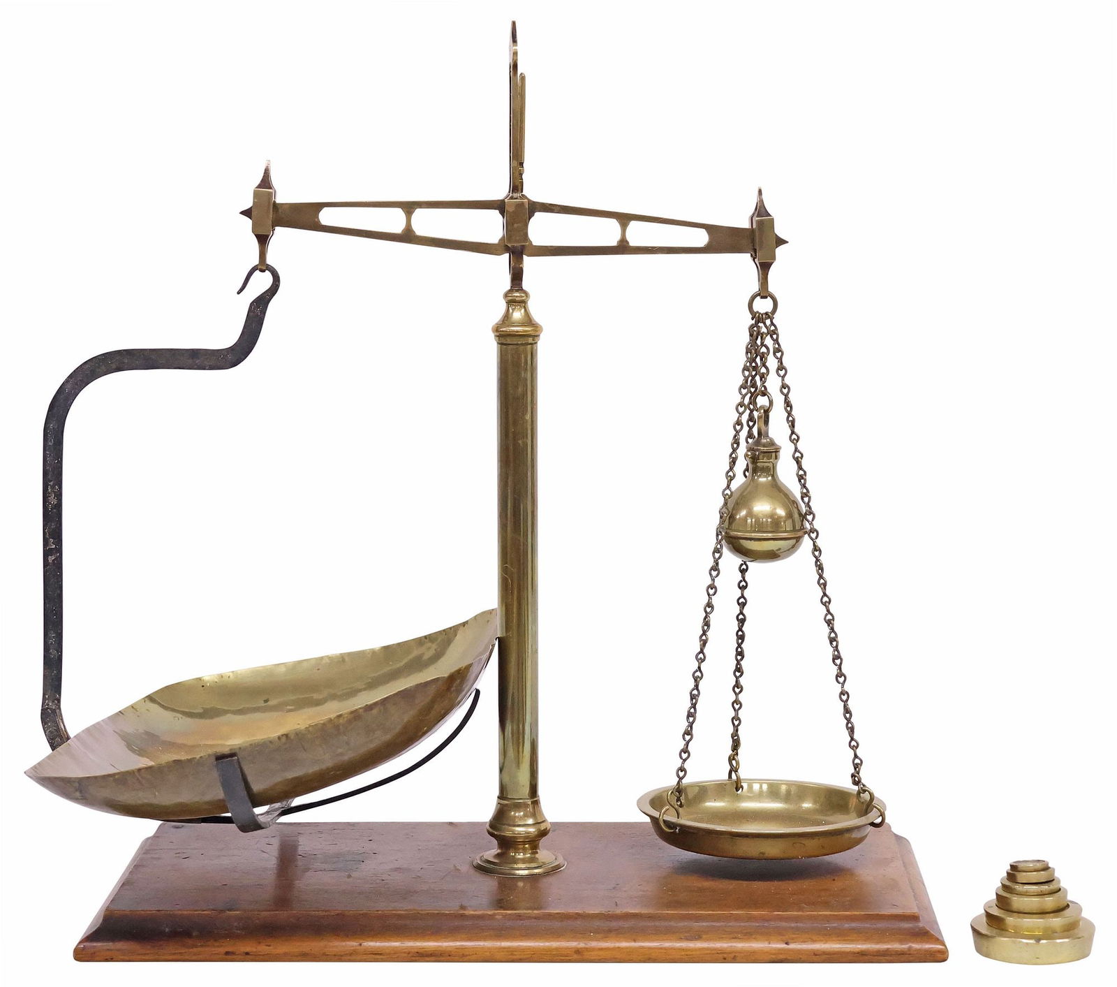 ENGLISH H. POOLEY & SON SHOP COUNTER BRASS BALANCE BEAM SCALES (1 of 8)