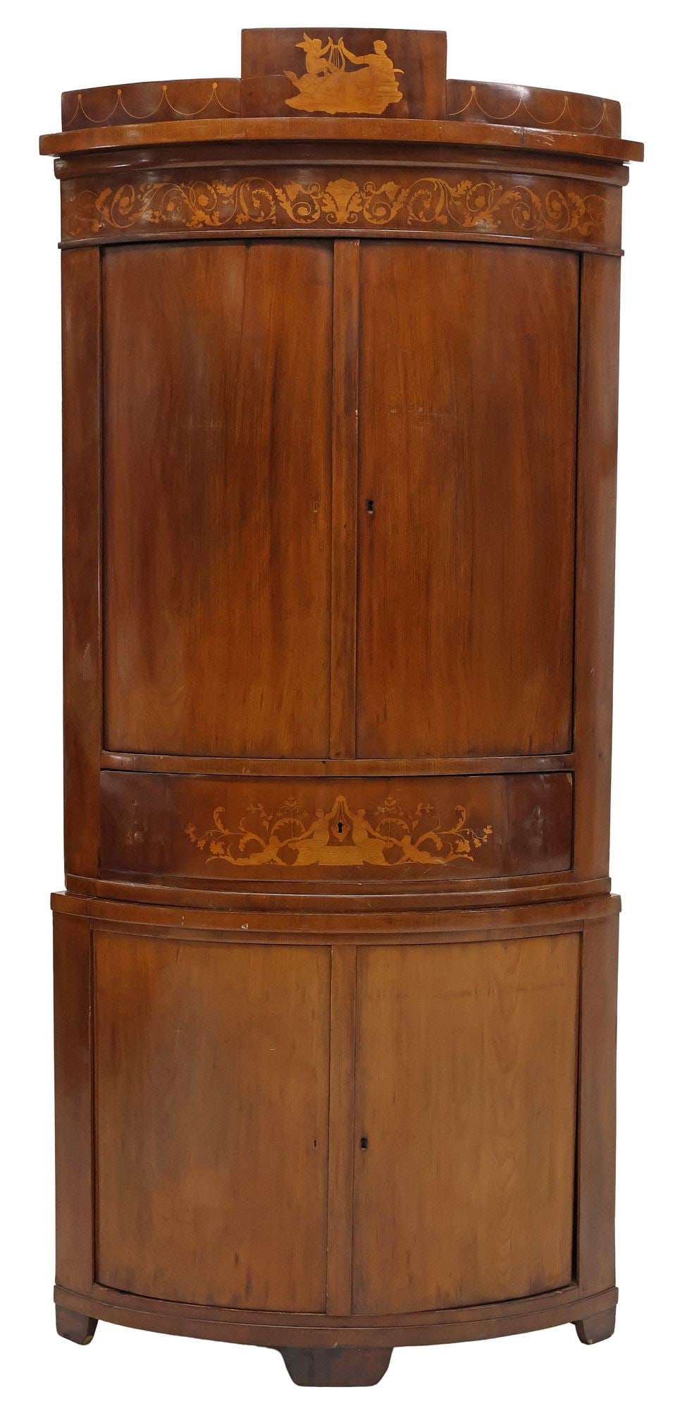 DANISH EMPIRE MARQUETRY CORNER CABINET, 90"H (1 of 4)