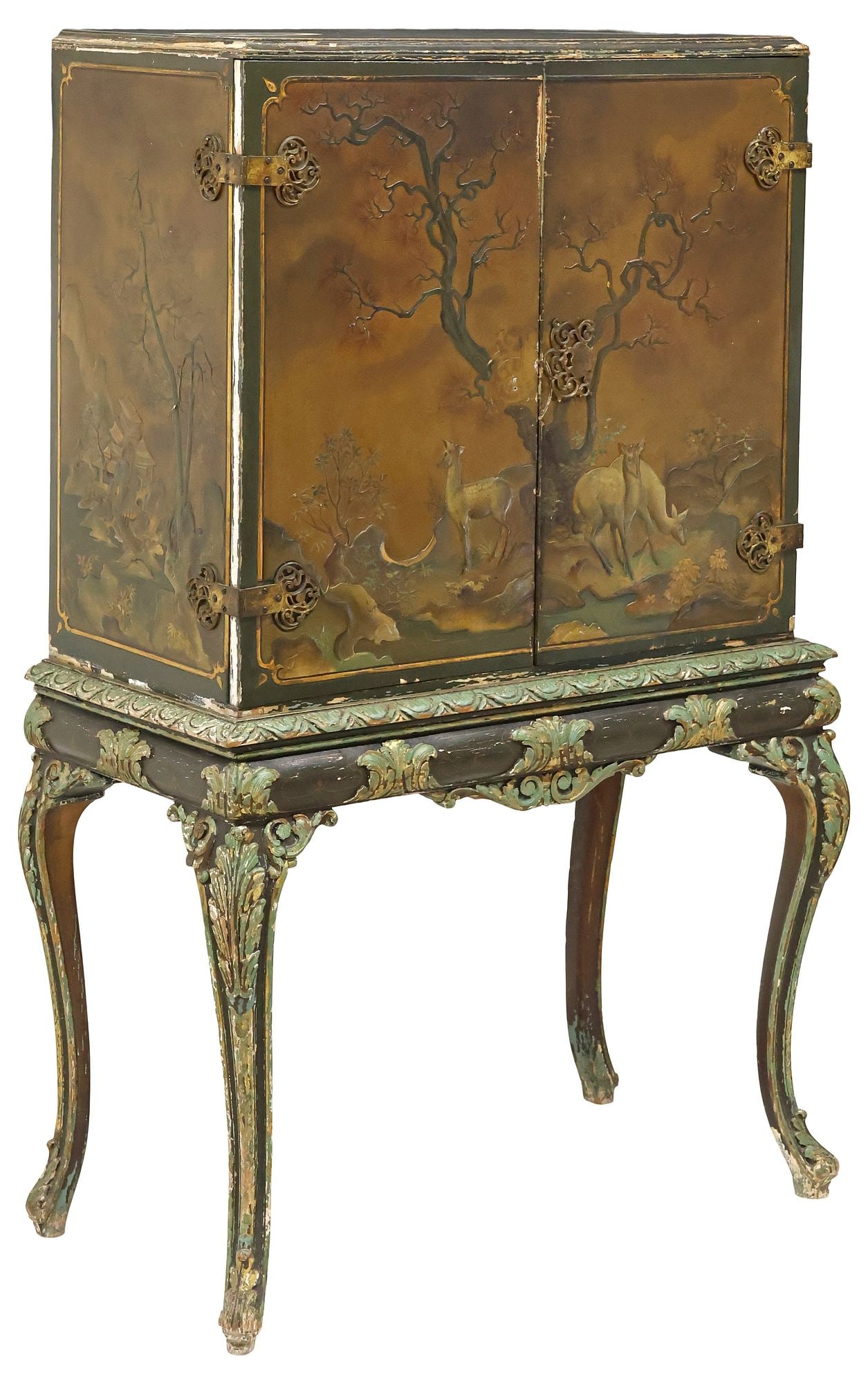 CHINOISERIE DECORATED LACQUER CABINET ON STAND (1 of 7)