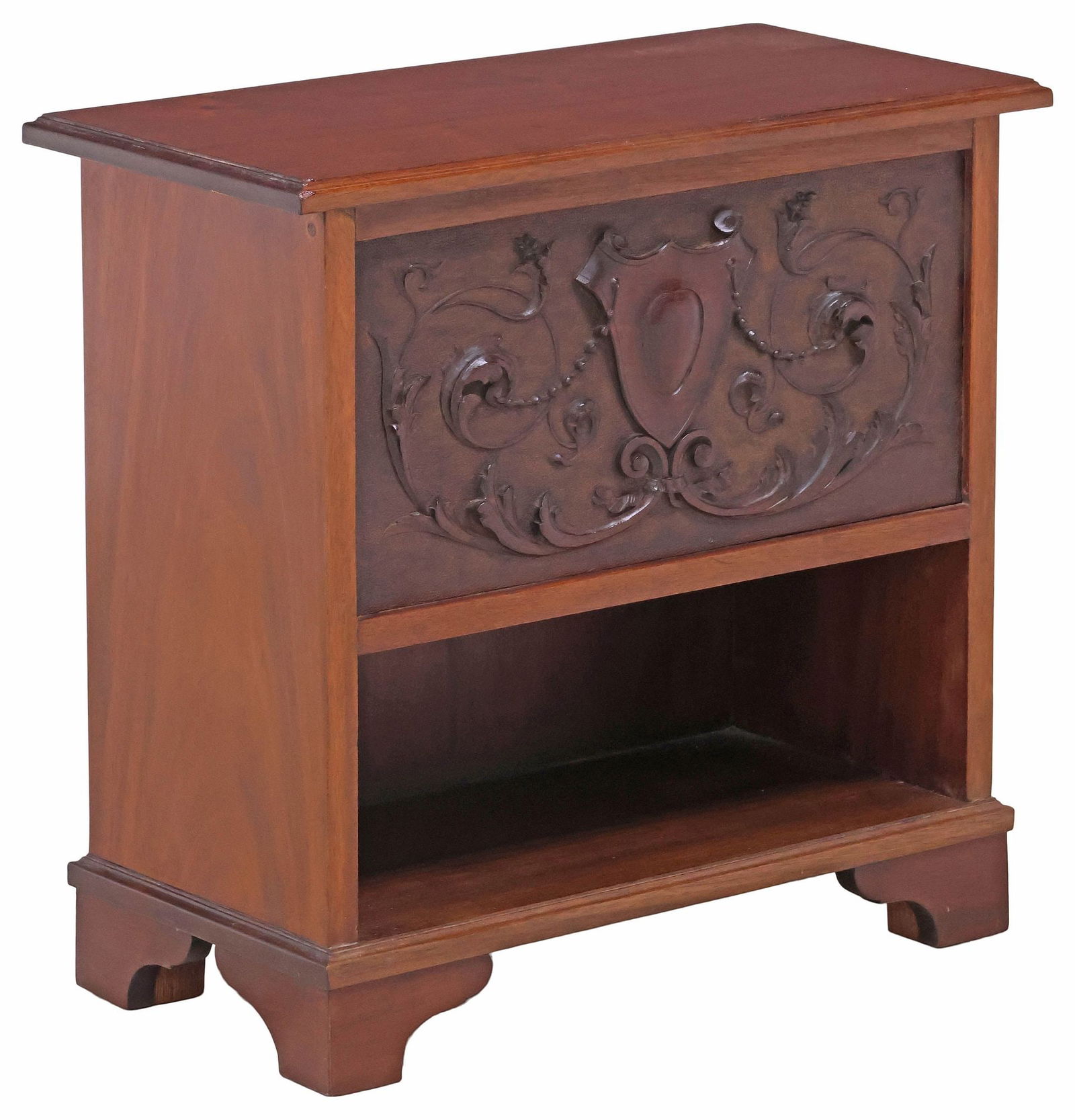 DIMINUTIVE EDWARDIAN CARVED MAHOGANY LIFT-TOP CABINET, 20.25"H (1 of 5)