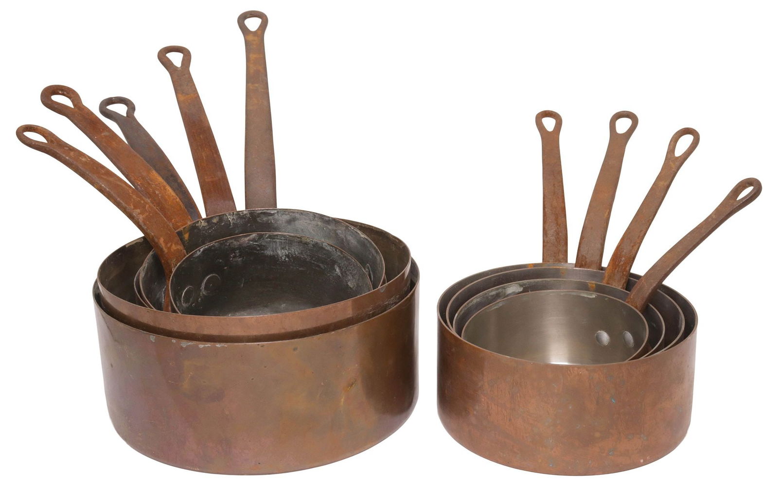 (9) FRENCH COPPER & METAL GRADUATED SAUCEPANS (1 of 5)