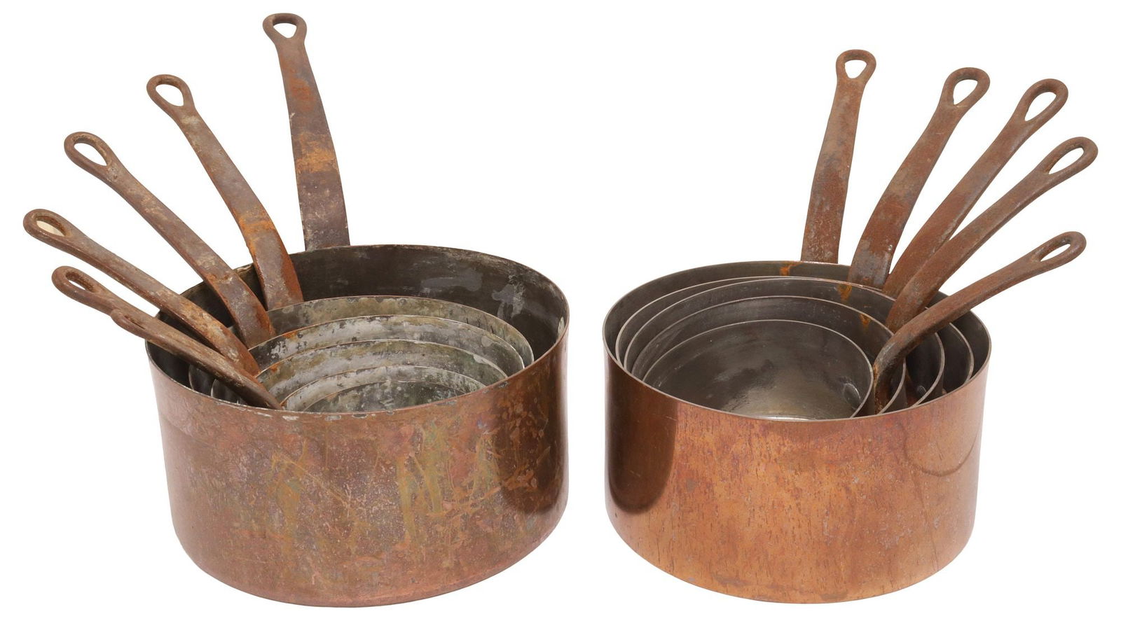 (11) FRENCH COPPER & METAL GRADUATED SAUCEPANS, 1 DELALANDE (1 of 4)
