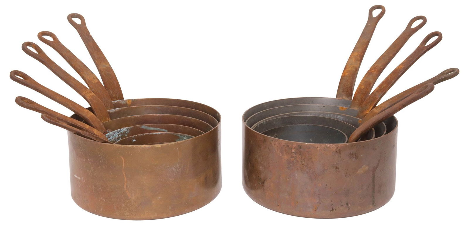 (12) FRENCH COPPER & METAL GRADUATED SAUCEPANS (1 of 3)