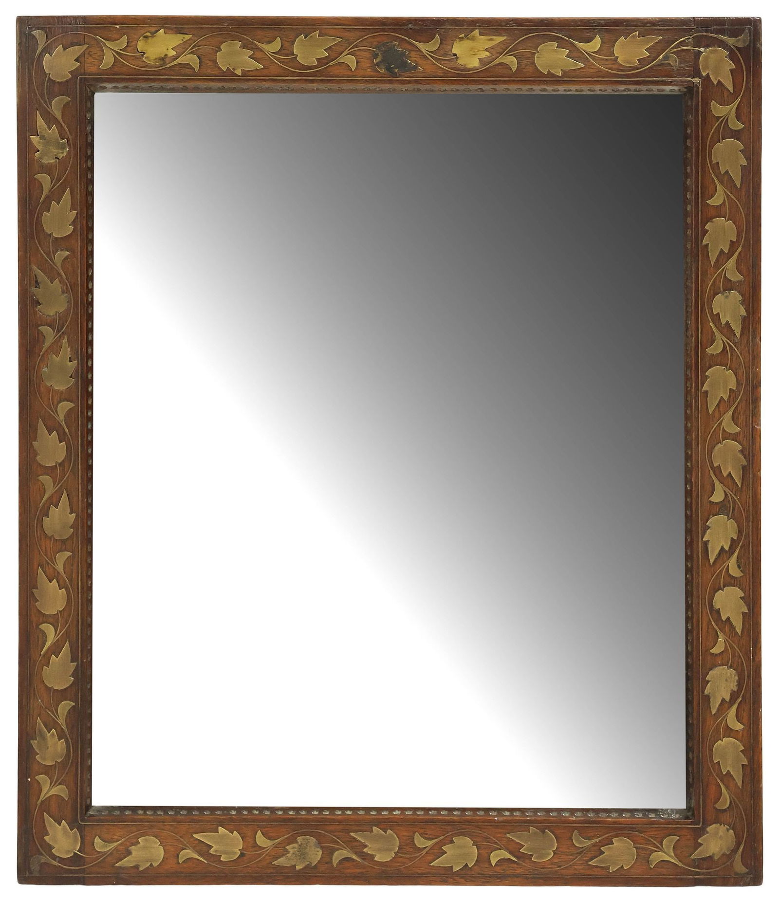 ENGLISH EDWARDIAN BRASS-INLAID MAHOGANY TABLETOP VANITY MIRROR (1 of 3)