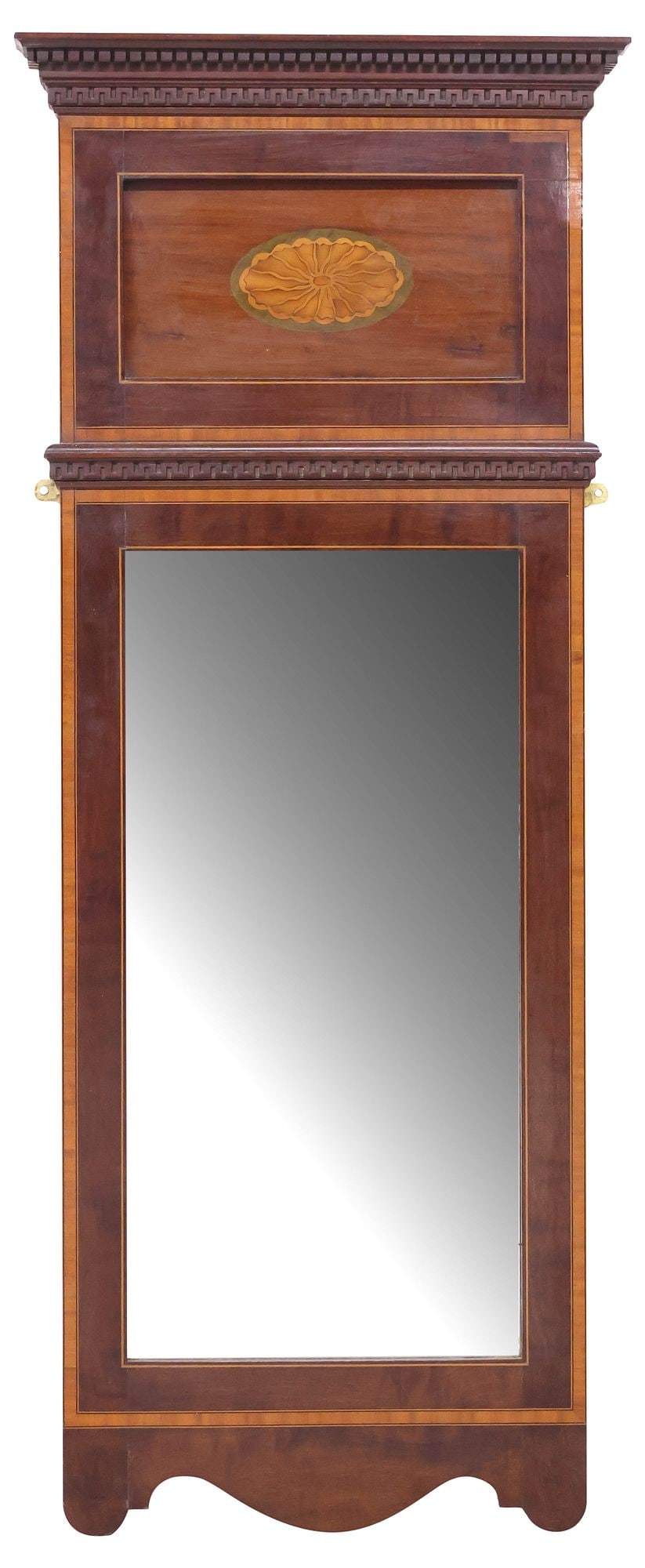 ENGLISH GEORGIAN STYLE MARQUETRY & MAHOGANY TRUMEAU MIRROR (1 of 3)