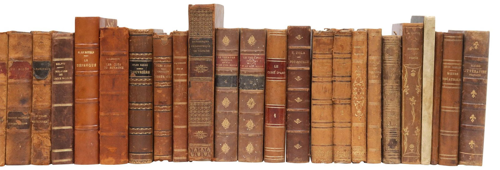 (50) FRENCH LEATHER-BOUND LIBRARY SHELF BOOKS, THEATER & MEMOIRS - 4