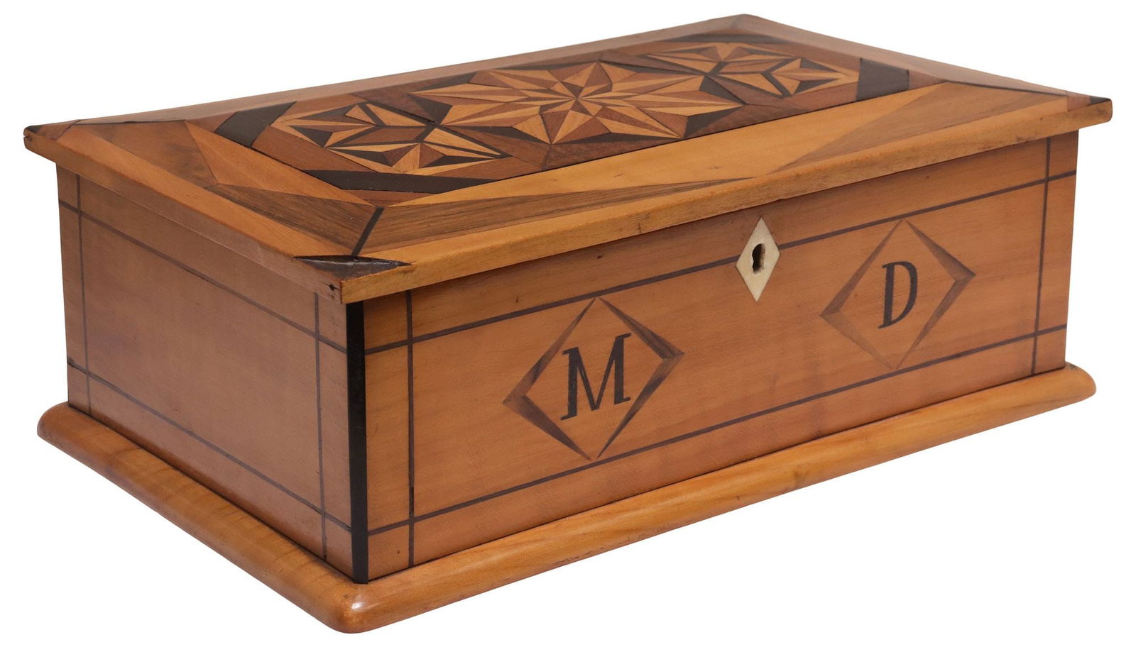 VINTAGE GEOMETRIC INLAID WOOD TABLE BOX (1 of 5)