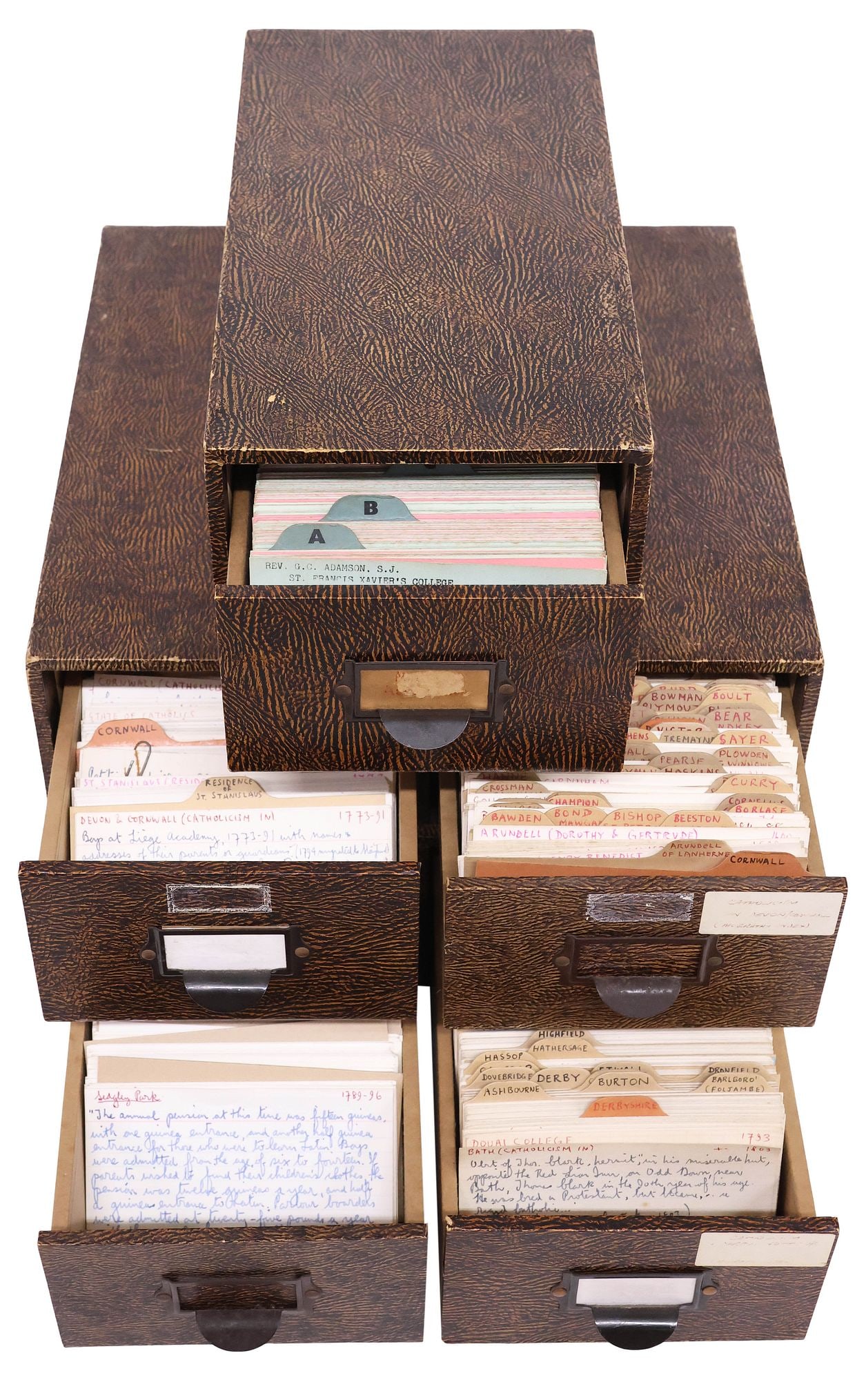 (3) ENGLISH INDEX CARD FILES & CARDS, 1 TAGGED UNDERHILL (PLYMOUTH) LTD. (1 of 7)