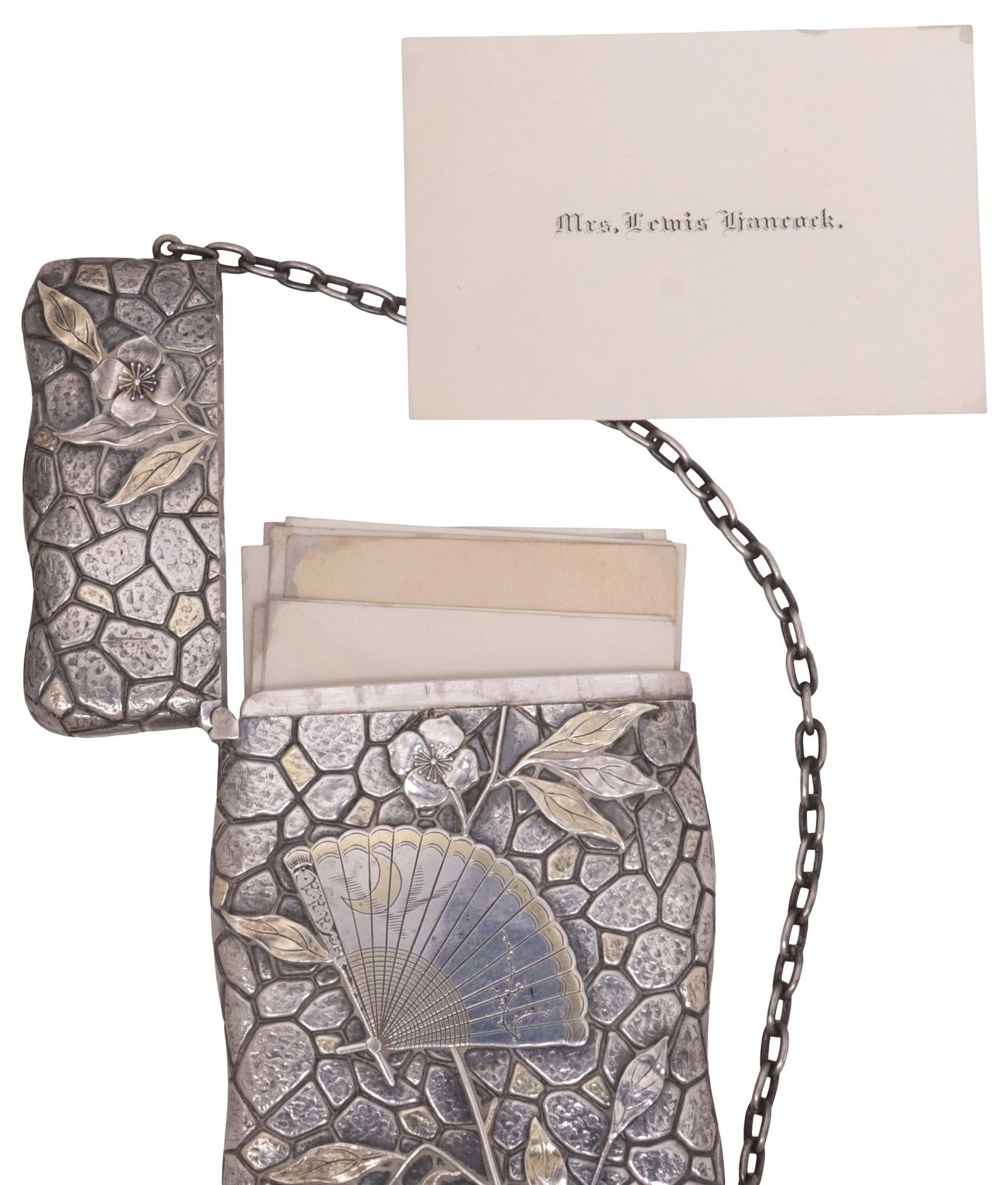 AMERICAN WHITING AESTHETIC MOVEMENT PARCEL-GILT STERLING CARD CASE - 4