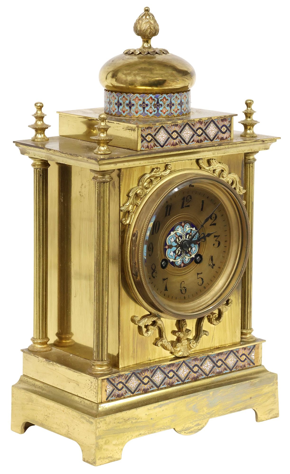 FRENCH GILT BRONZE & CHAMPLEVE ENAMEL BRACKET / MANTEL CLOCK (1 of 6)