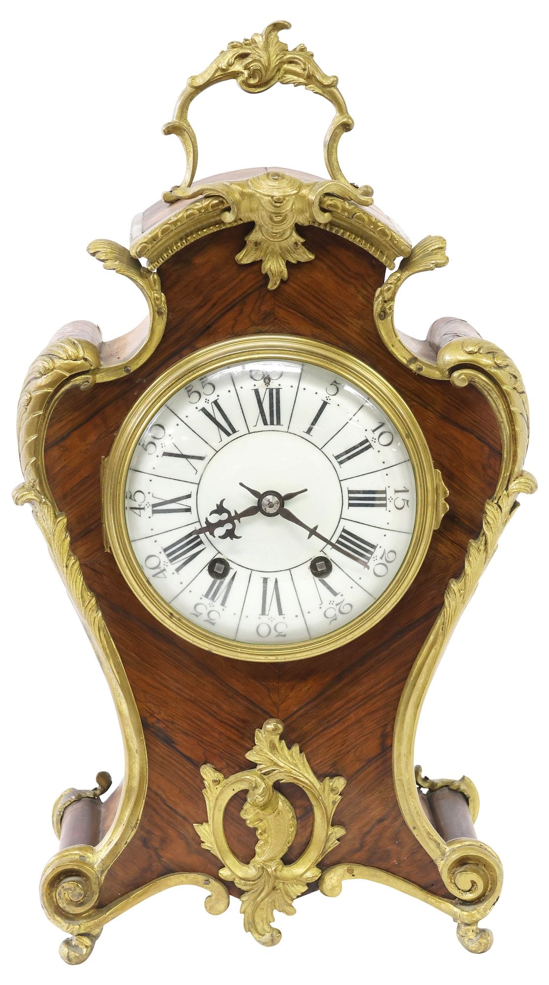 FRENCH LOUIS XV STYLE ORMOLU-MOUNTED MATCHED VENEER BRACKET CLOCK (1 of 7)