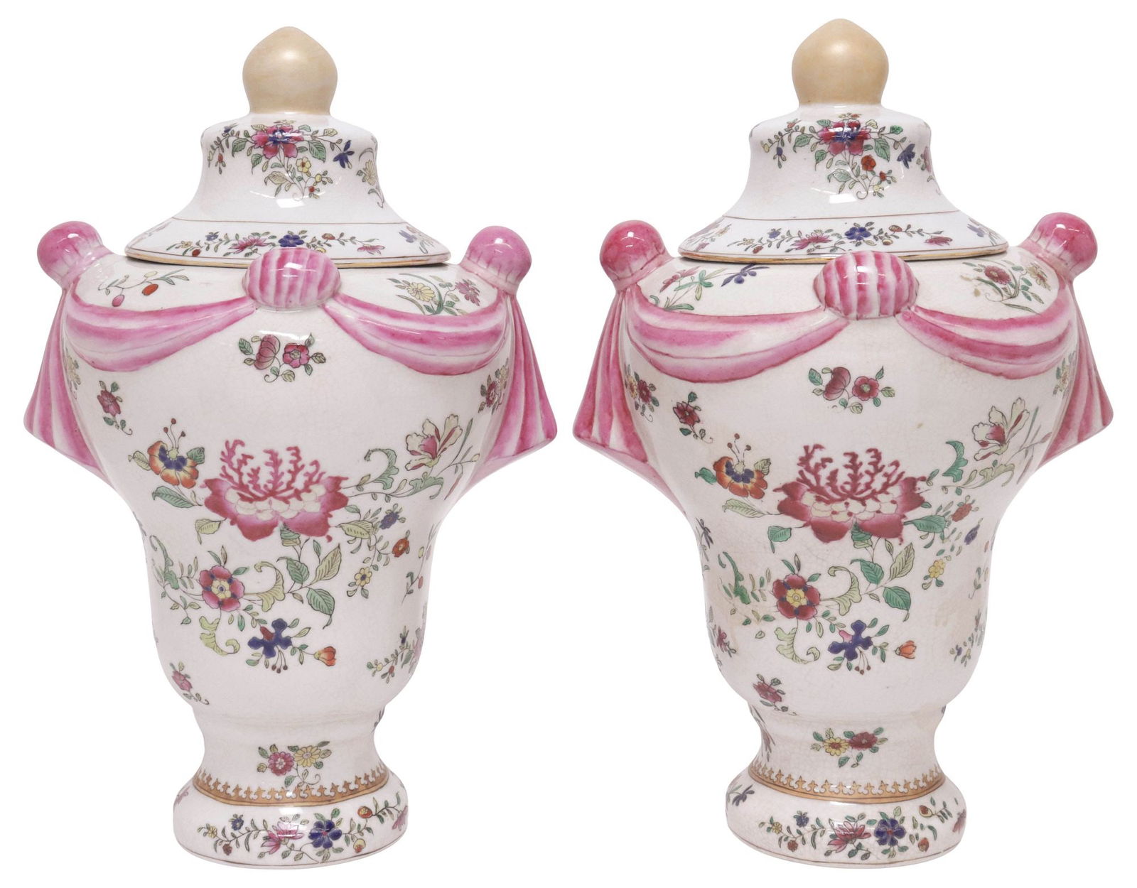 (2) CHINESE EXPORT STYLE PORCELAIN COVERED VASES (1 of 4)