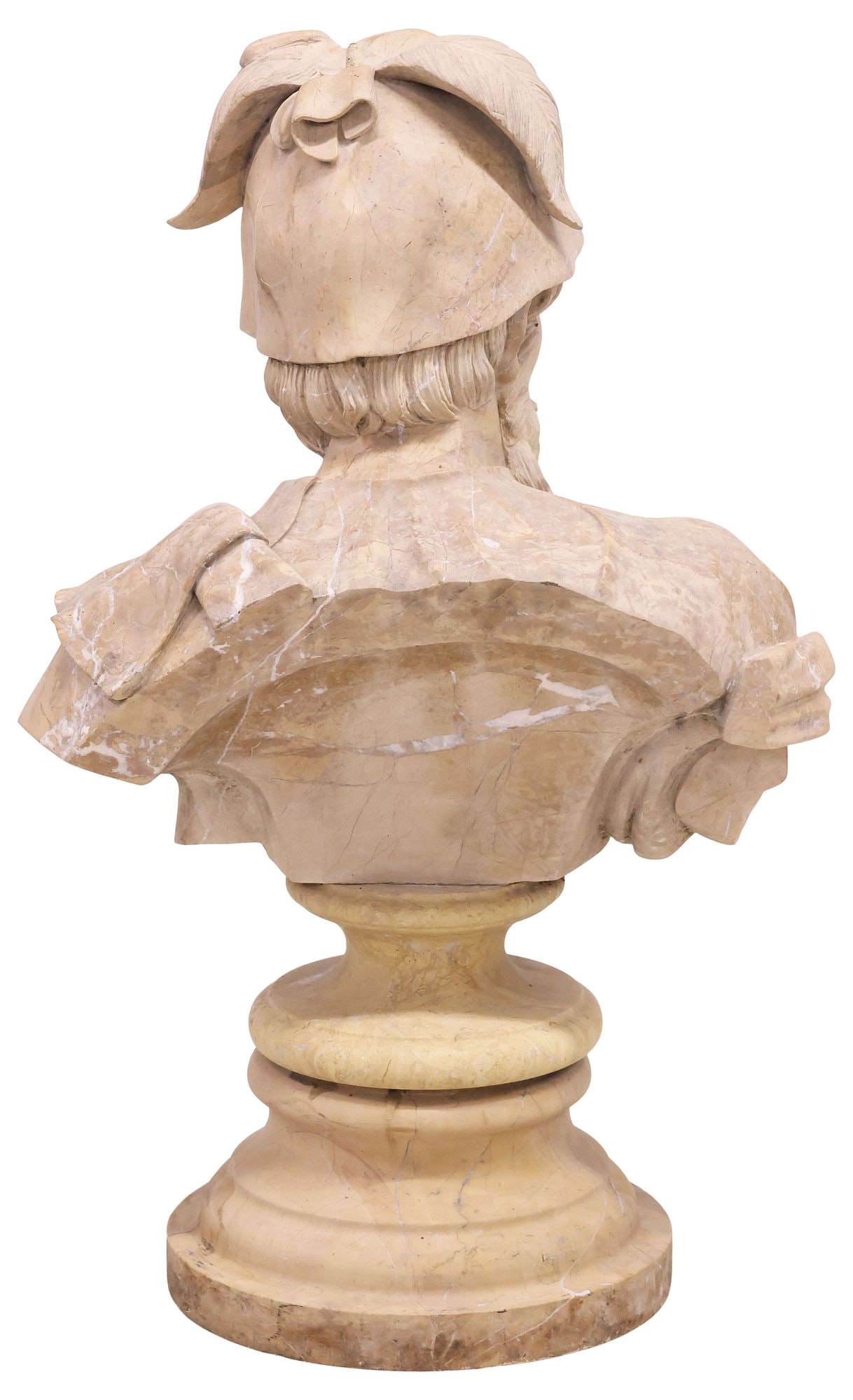CLASSICAL STYLE CARVED MARBLE BUST, GREEK MYTHOLOGICAL HERO, 34"H - 4
