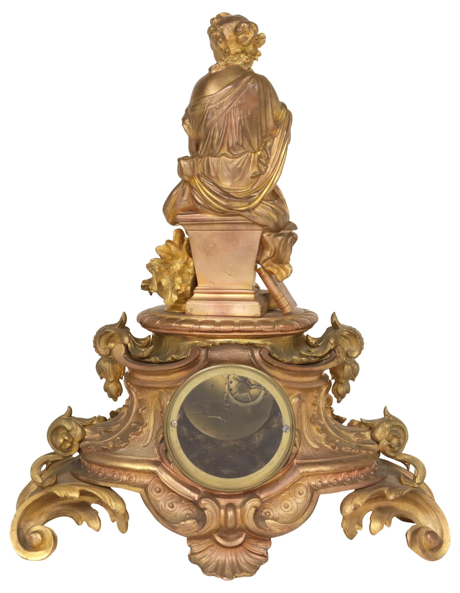 FRENCH ORMOLU FIGURAL SEATED LADY MANTEL CLOCK - 5