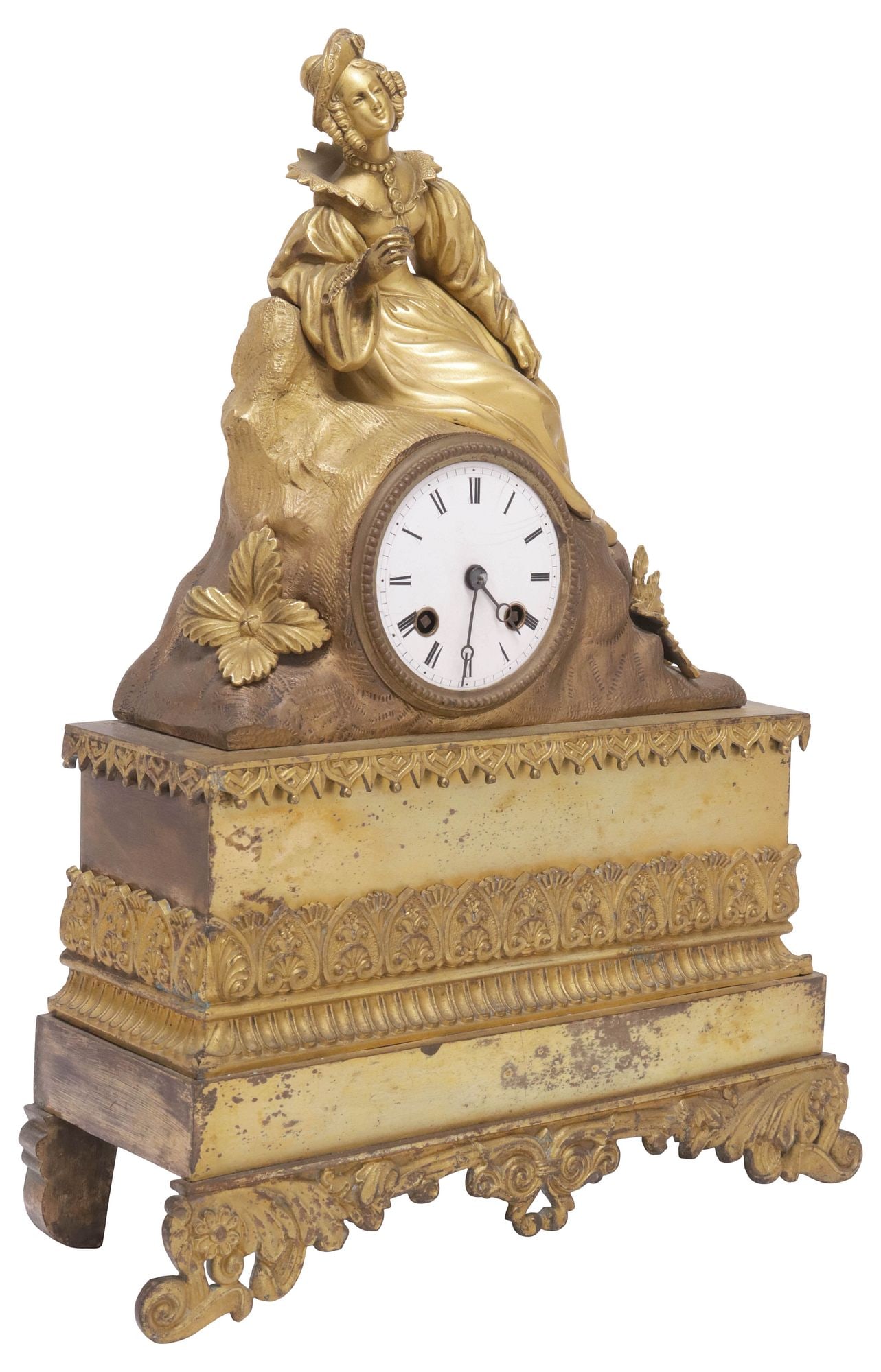 FRENCH LOUIS PHILIPPE FIGURAL LADY ORMOLU MANTEL CLOCK (1 of 6)
