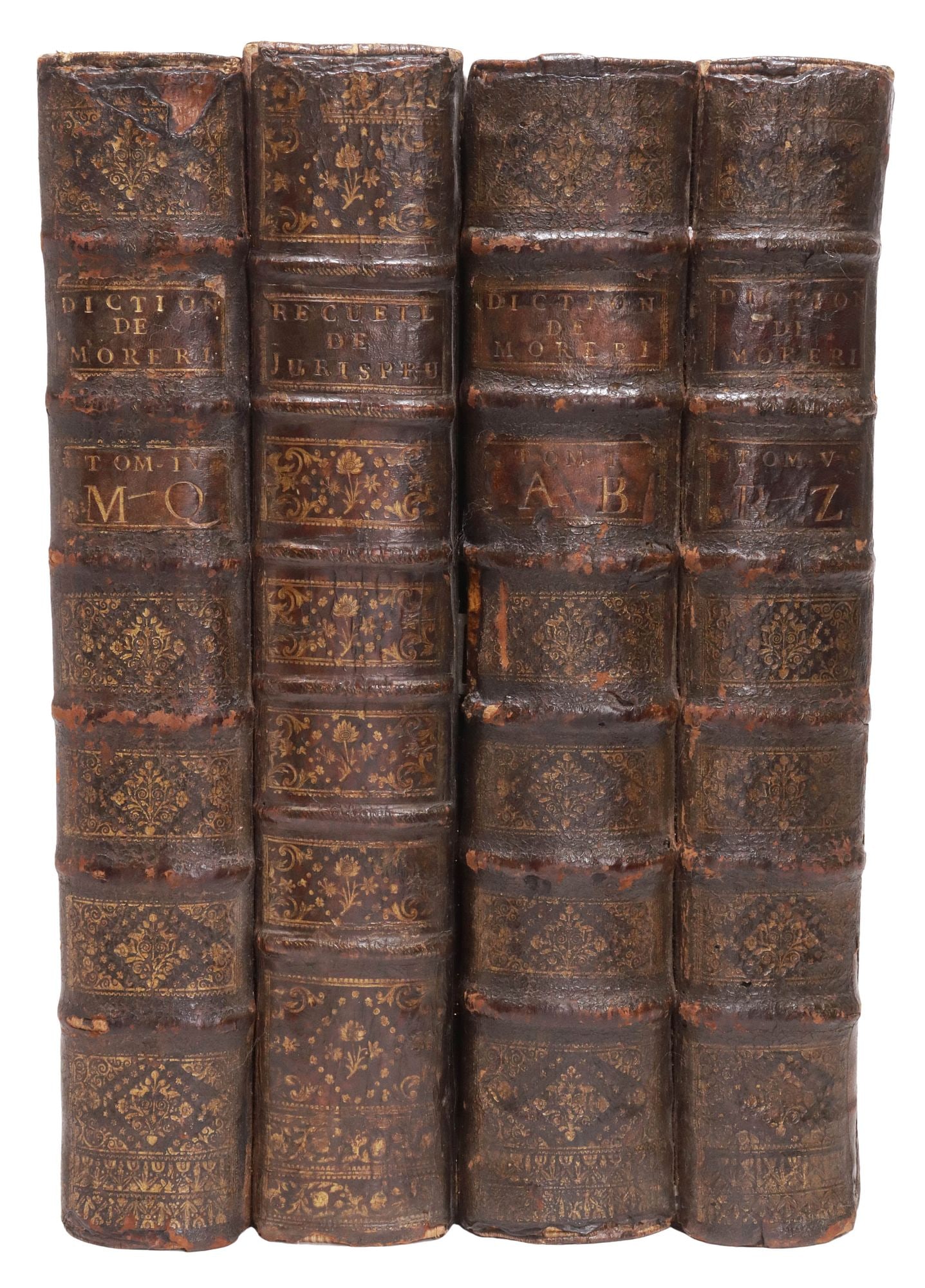 TABLE BOX FASHIONED FROM ANTIQUE LEATHER-BOUND FRENCH LIBRARY BOOKS - 3