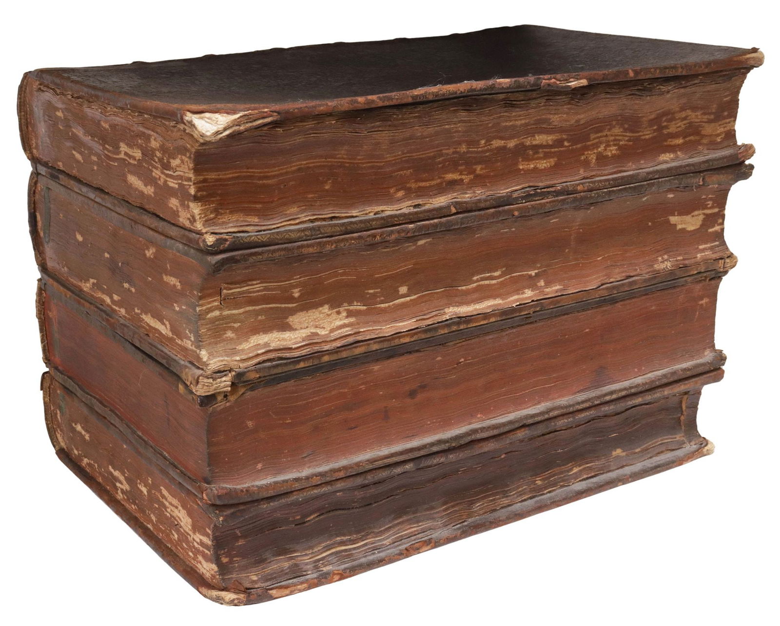 TABLE BOX FASHIONED FROM ANTIQUE LEATHER-BOUND FRENCH LIBRARY BOOKS - 4
