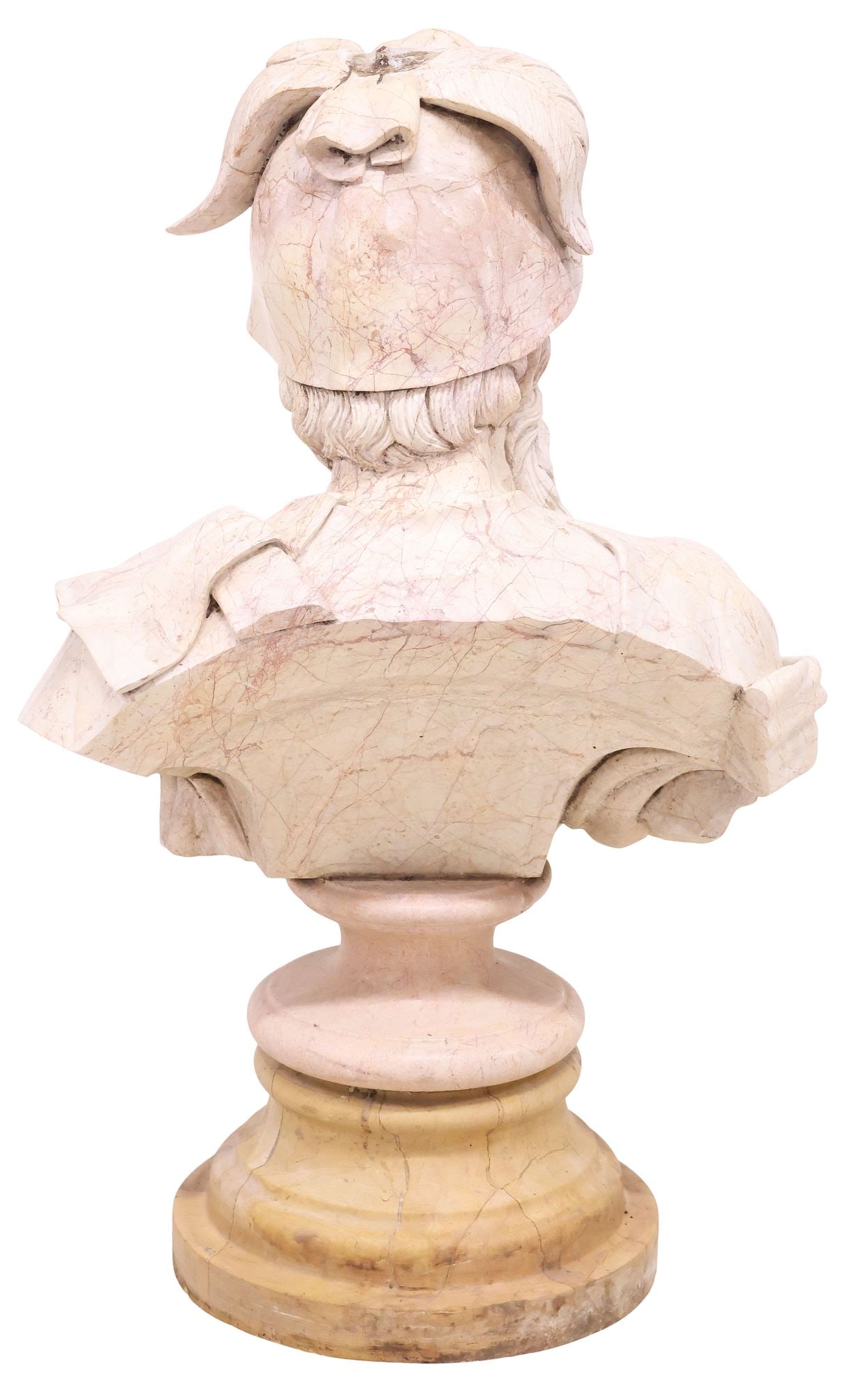 CLASSICAL STYLE CARVED MARBLE BUST, GREEK MYTHOLOGICAL HERO, 34"H - 4