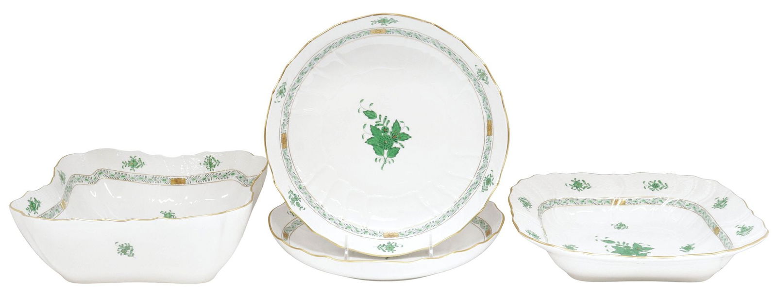 (4) HEREND 'CHINESE BOUQUET GREEN' HAND-PAINTED PORCELAIN SERVING BOWLS (1 of 5)