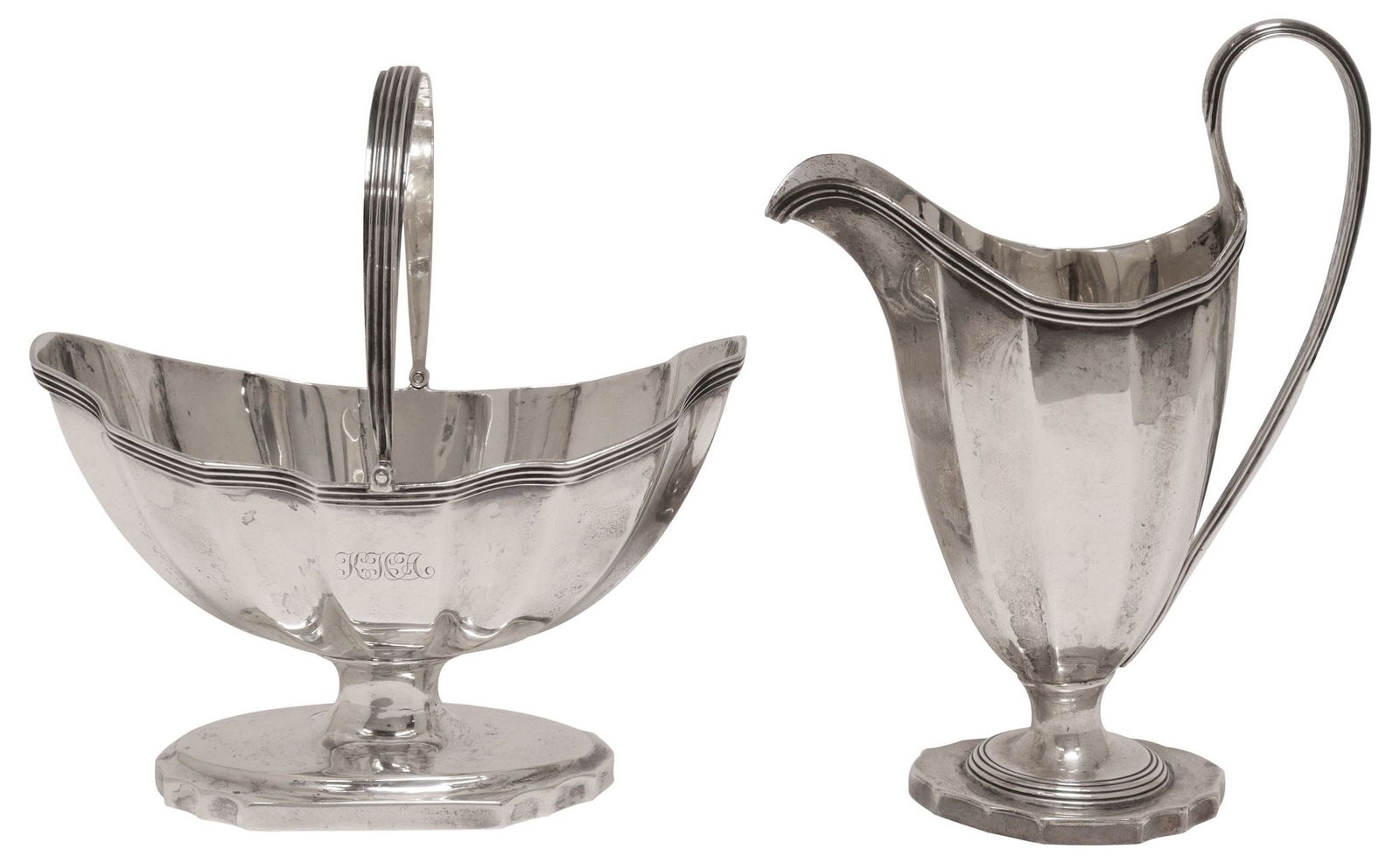 (2) ENGLISH CRICHTON BROTHERS STERLING SILVER SUGAR BASKET & CREAMER (1 of 7)