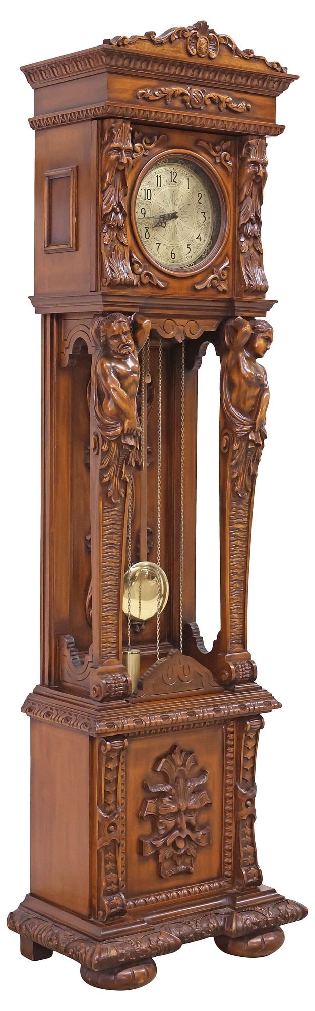 ROMANET MORBIER RENAISSANCE REVIVAL CARVED WALNUT LONGCASE CLOCK (1 of 12)