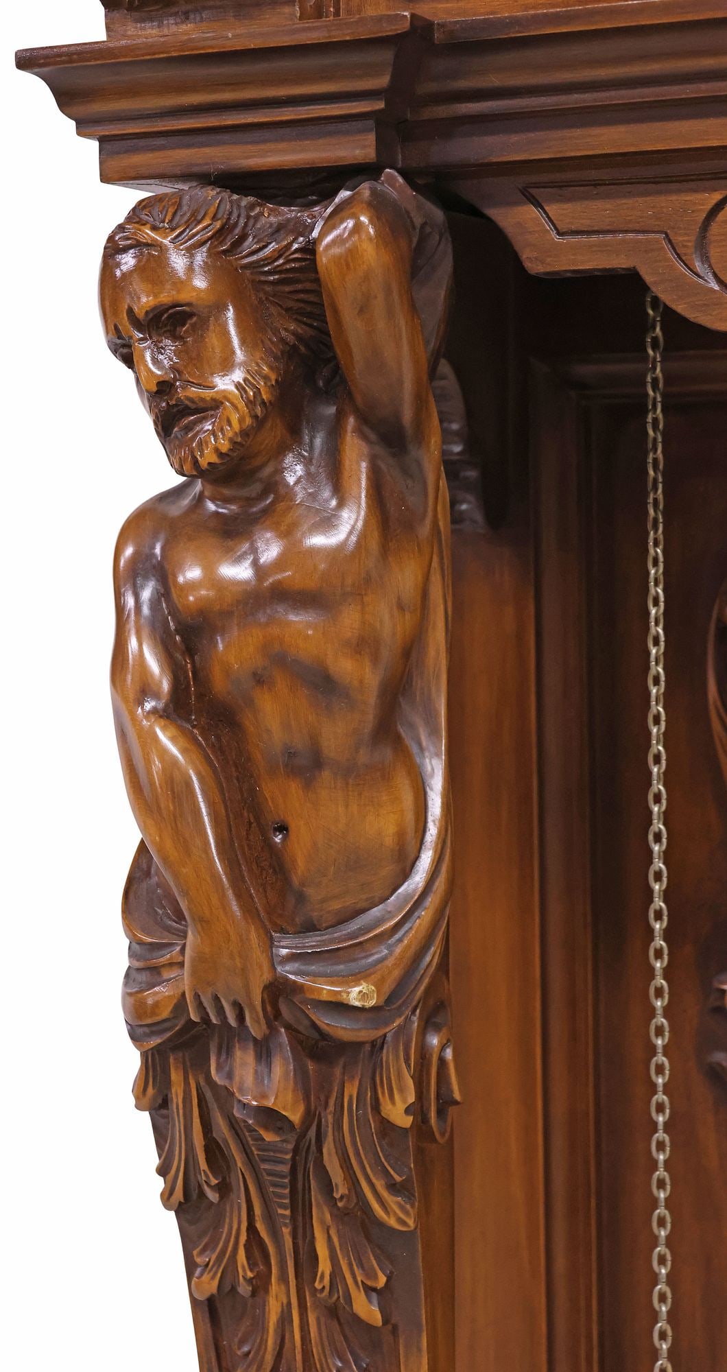 ROMANET MORBIER RENAISSANCE REVIVAL CARVED WALNUT LONGCASE CLOCK - 5