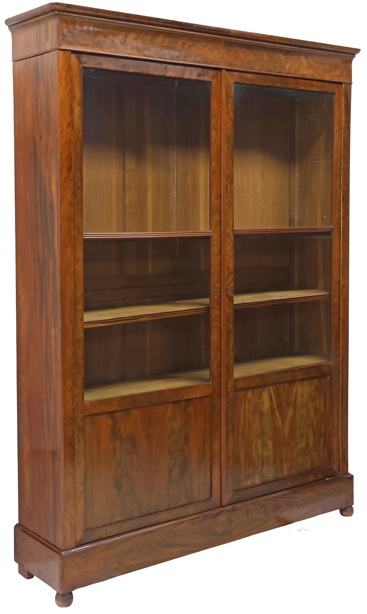 FRENCH LOUIS PHILIPPE PERIOD GLAZED MAHOGANY BOOKCASE (1 of 4)