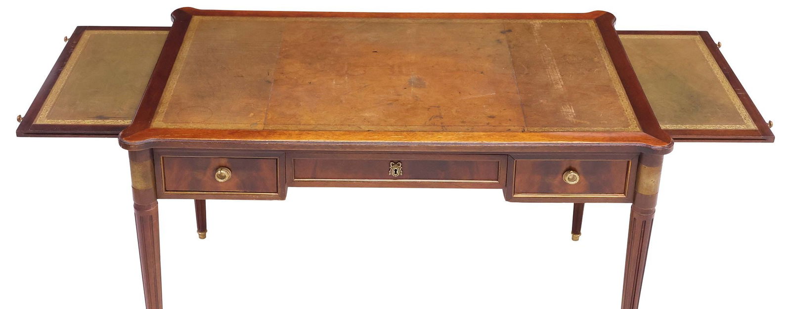 FRENCH LOUIS XVI STYLE LEATHER-TOP MAHOGANY WRITING DESK / BUREAU - 3