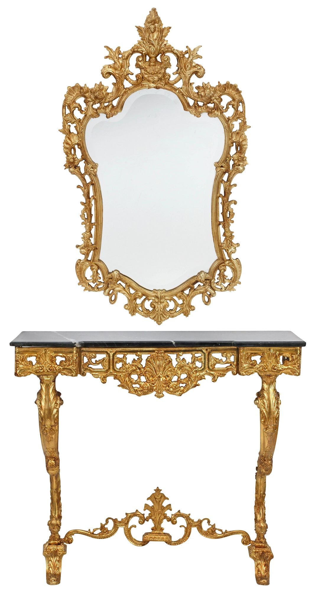 REGENCE STYLE ORMOLU MIRROR & MARBLE-TOP CONSOLE TABLE (1 of 11)