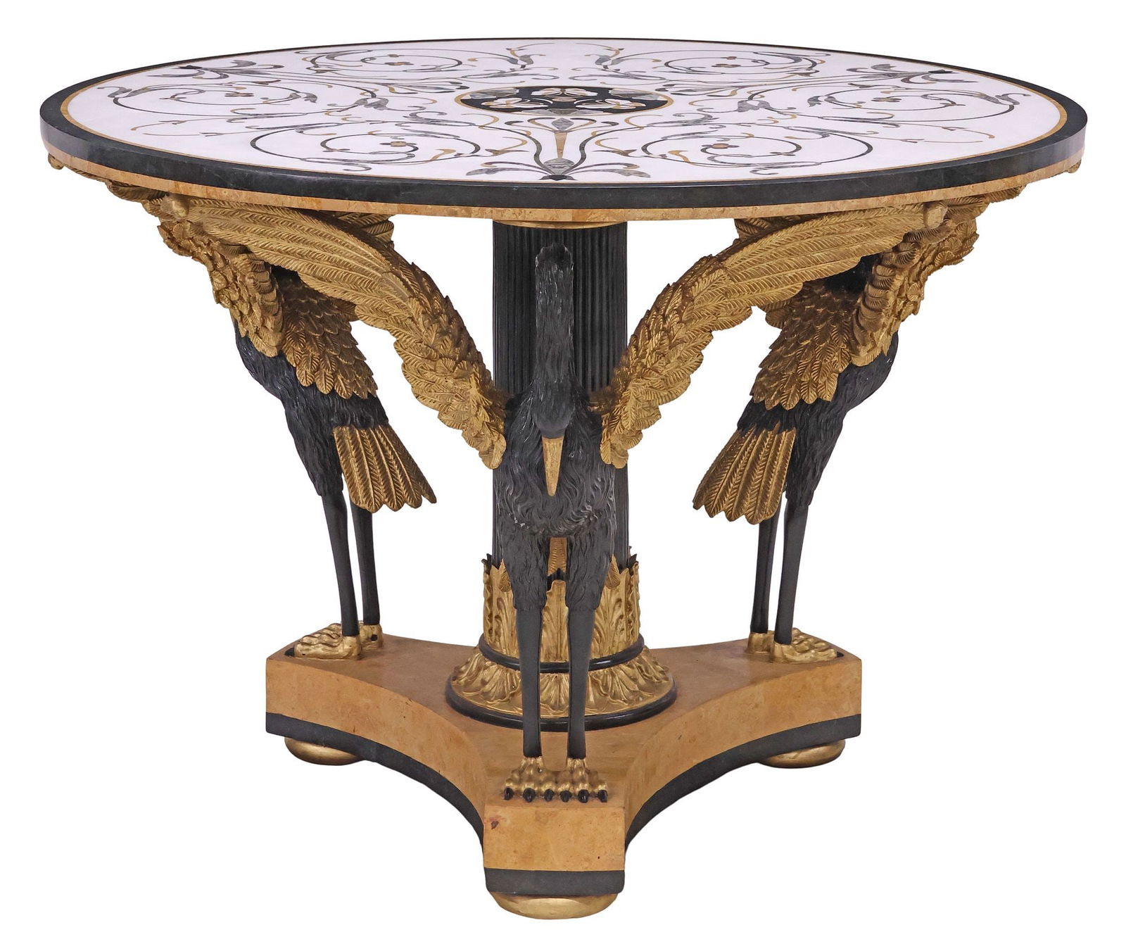 ITALIANATE PIETRA DURA PARCEL-GILT WINGED BIRDS CENTER TABLE (1 of 4)