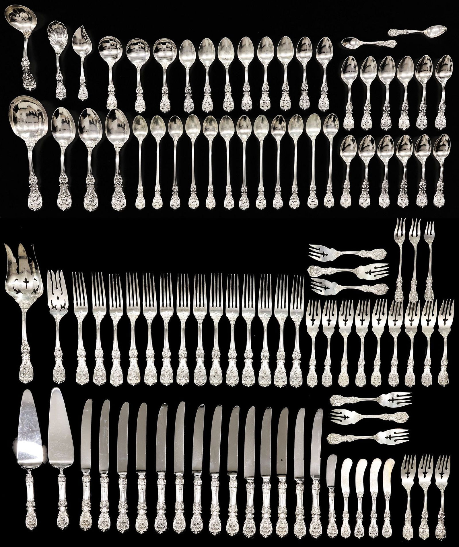 (102) REED & BARTON 'FRANCIS I' STERLING SILVER FLATWARE SERVICE, 133.53OZT (1 of 14)
