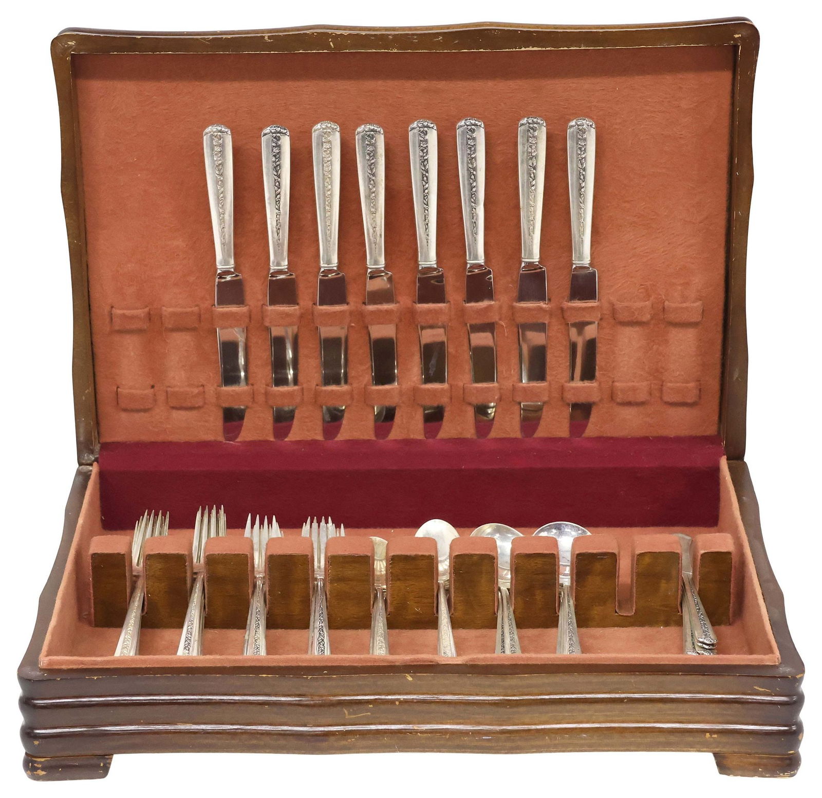 (51) AMERICAN TOWLE 'RAMBLER ROSE' STERLING SILVER FLATWARE SERVICE (1 of 6)