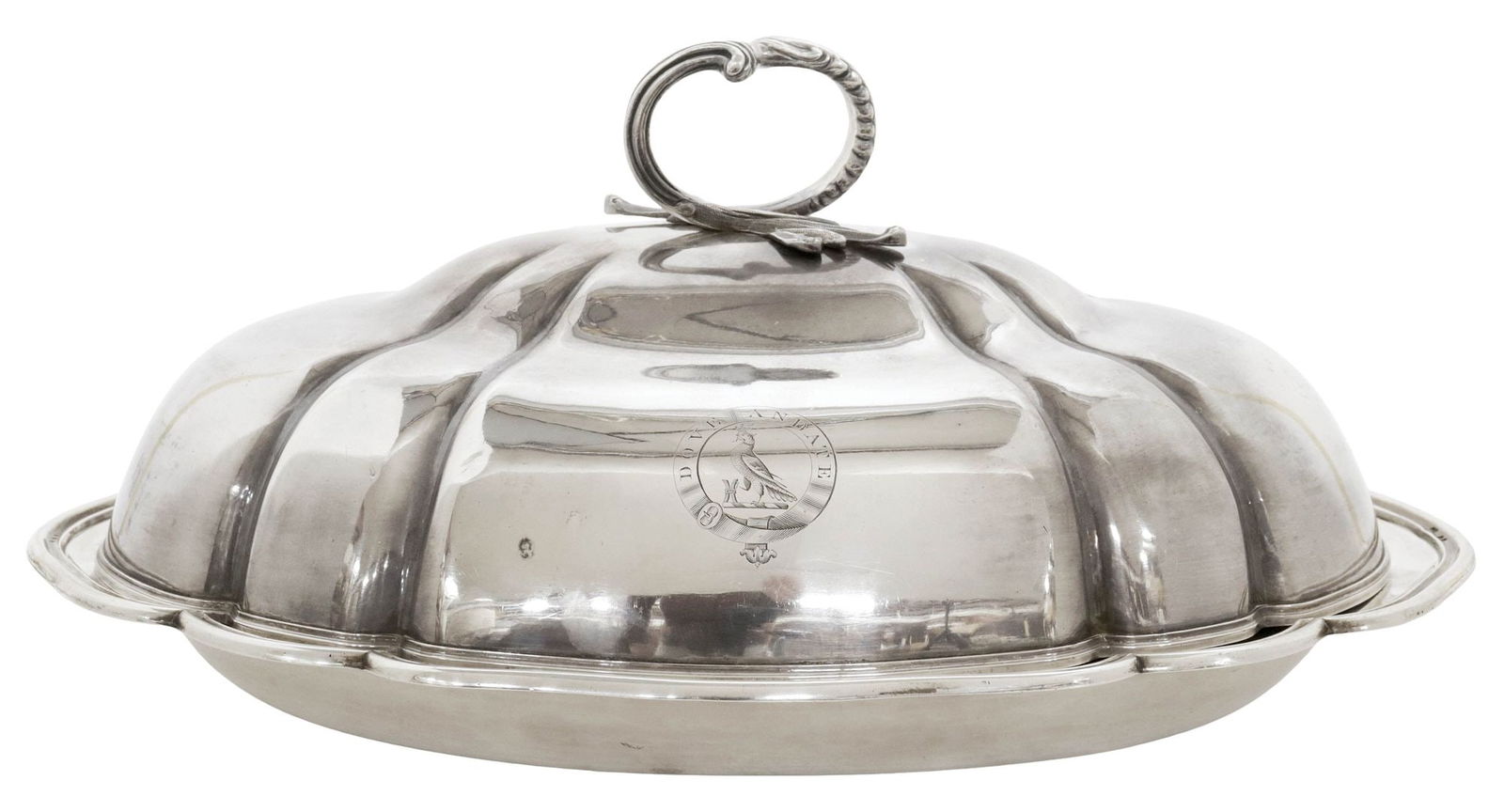 ENGLISH GEORGE IV PERIOD STERLING SILVER ENTREE DISH & UNMARKED COVER (1 of 8)