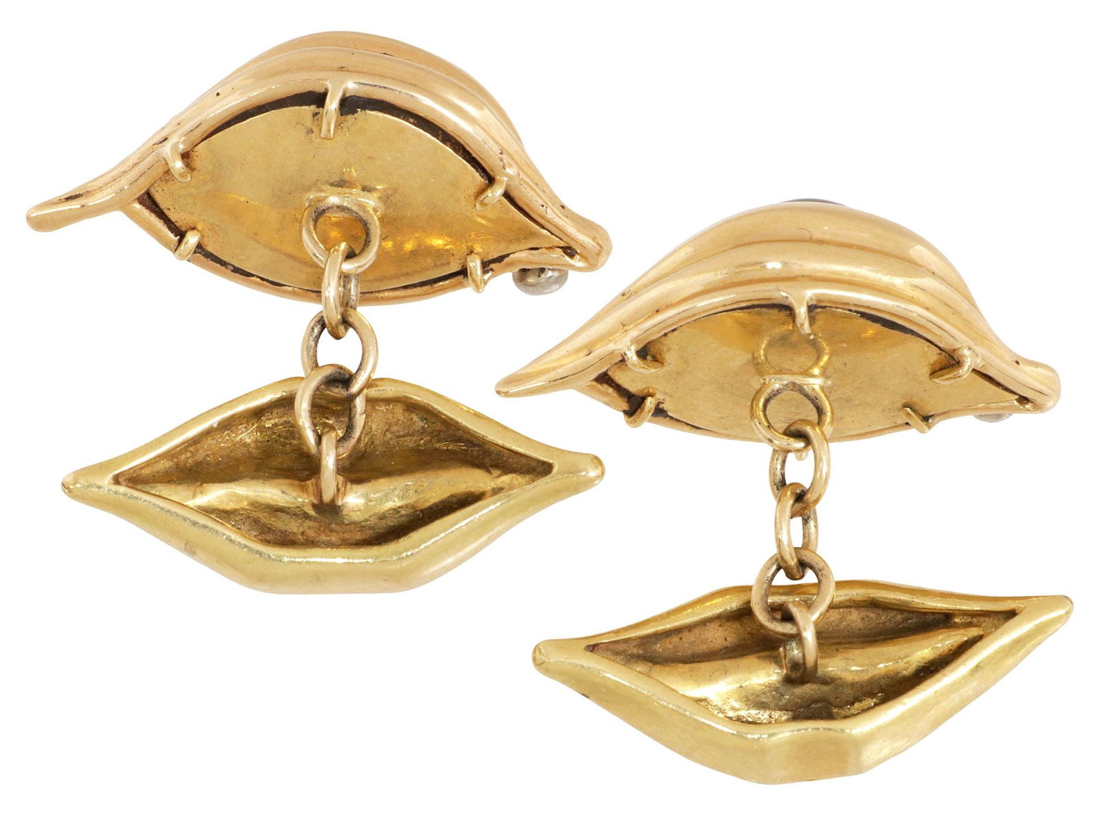 (PR) ESTATE GENT'S GOLD WHIMSICAL LIPS & GLASS EYEBALL CUFFLINKS - 3
