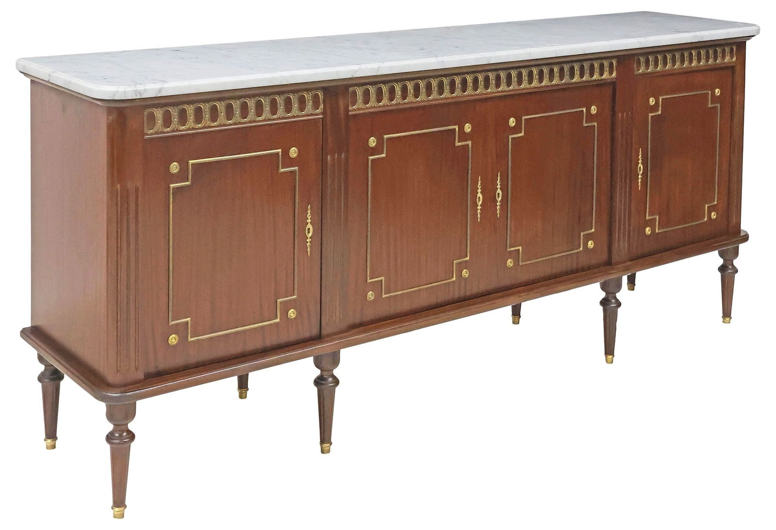 FRENCH LOUIS XVI STYLE MARBLE-TOP MAHOGANY SIDEBOARD (1 of 6)