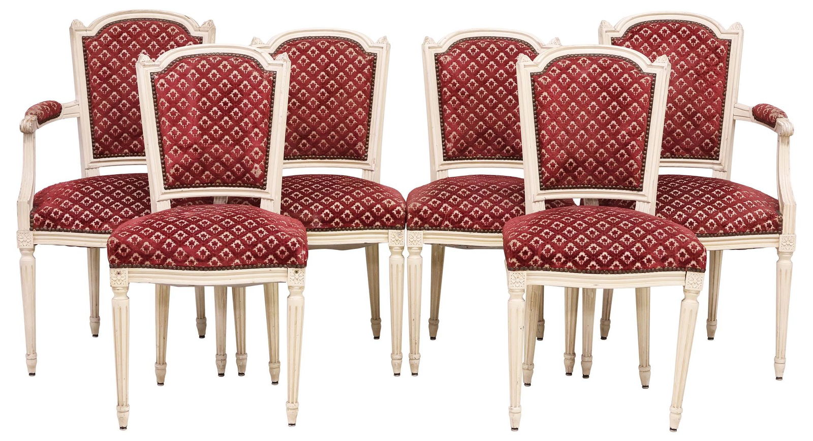 (6) FRENCH LOUIS XVI STYLE PAINTED & UPHOLSTERED DINING CHAIRS (1 of 3)
