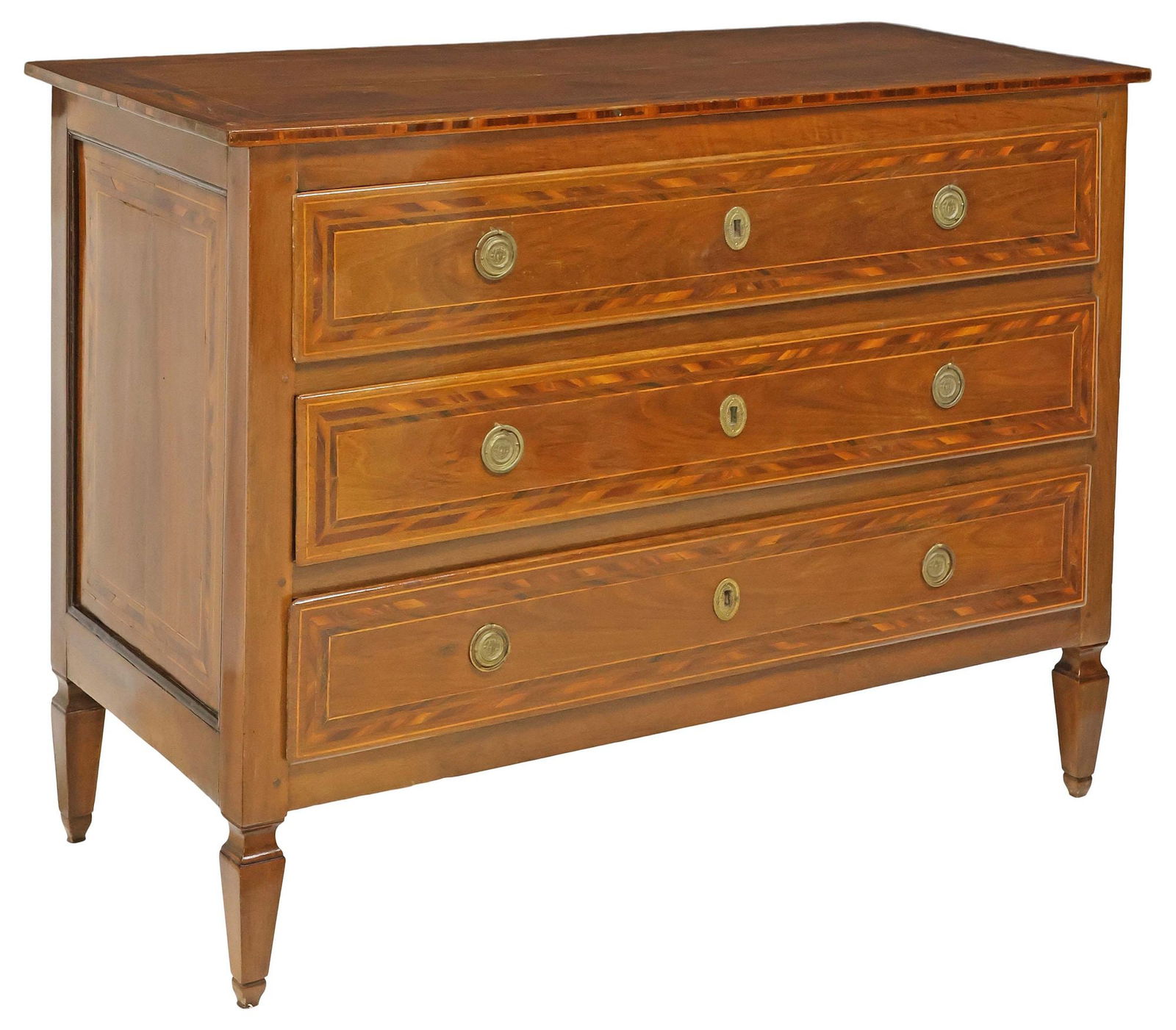 FRENCH LOUIS XVI PERIOD INLAID WALNUT COMMODE (1 of 5)