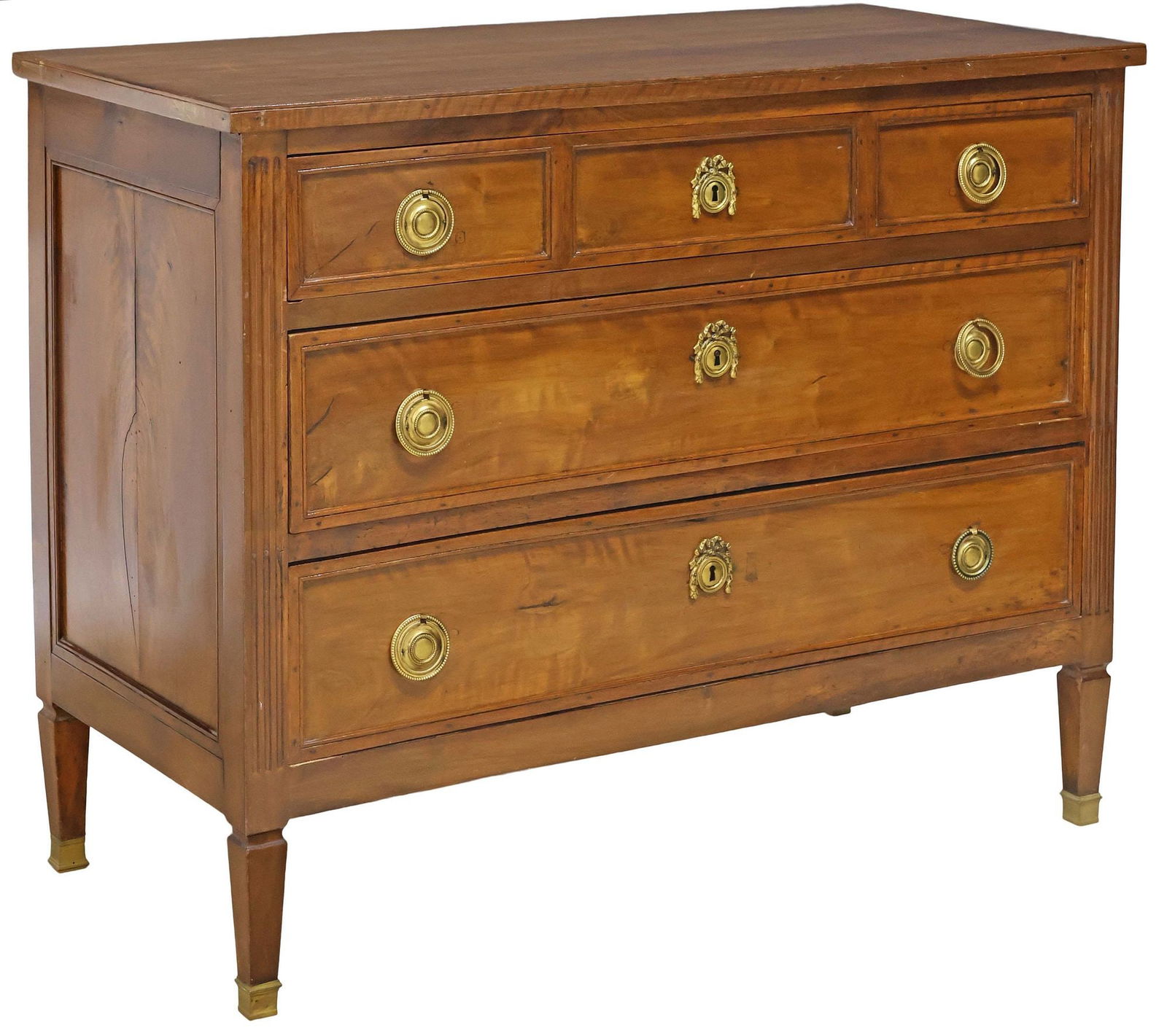 FRENCH NEOCLASSICAL 3-DRAWER WALNUT COMMODE, 18TH/ 19TH C. (1 of 5)