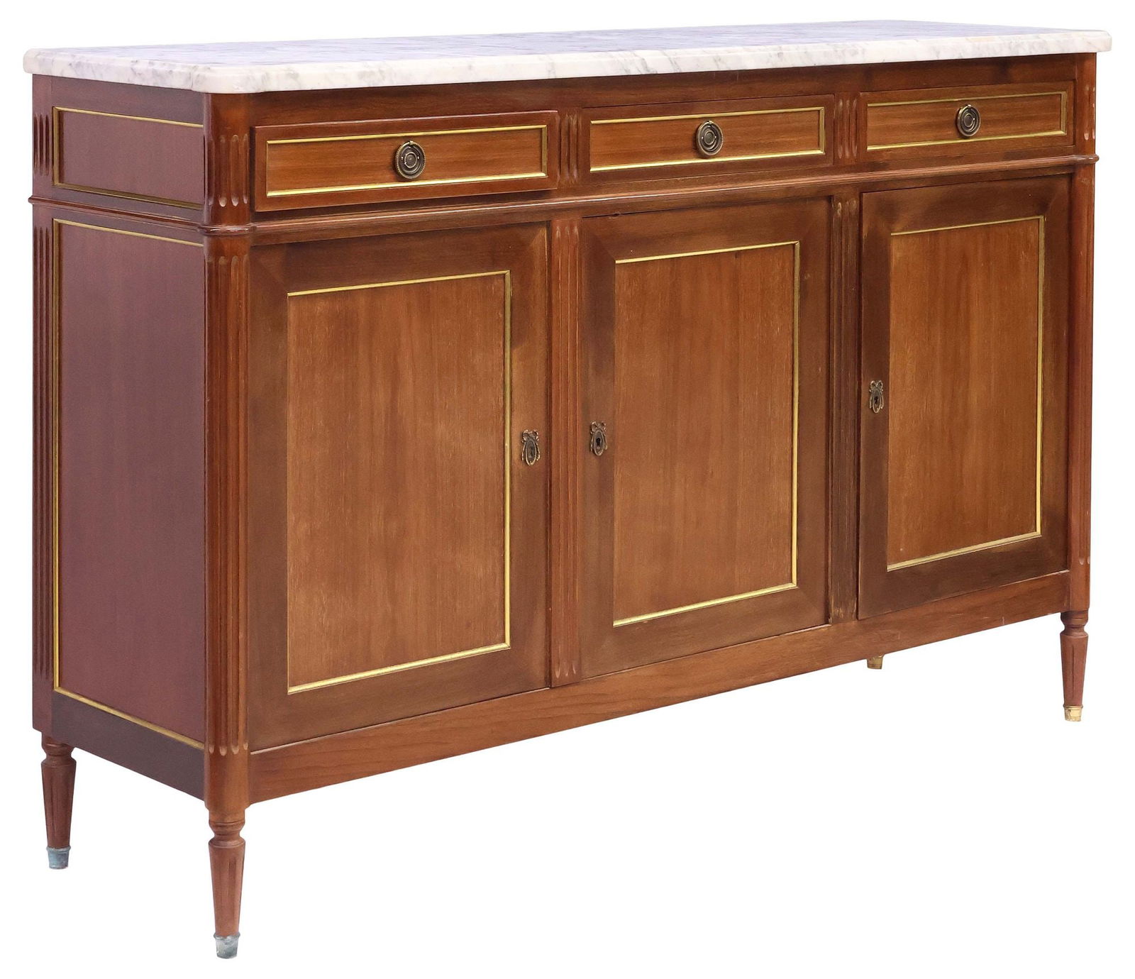 FRENCH LOUIS XVI STYLE MARBLE-TOP MAHOGANY SIDEBOARD (1 of 6)